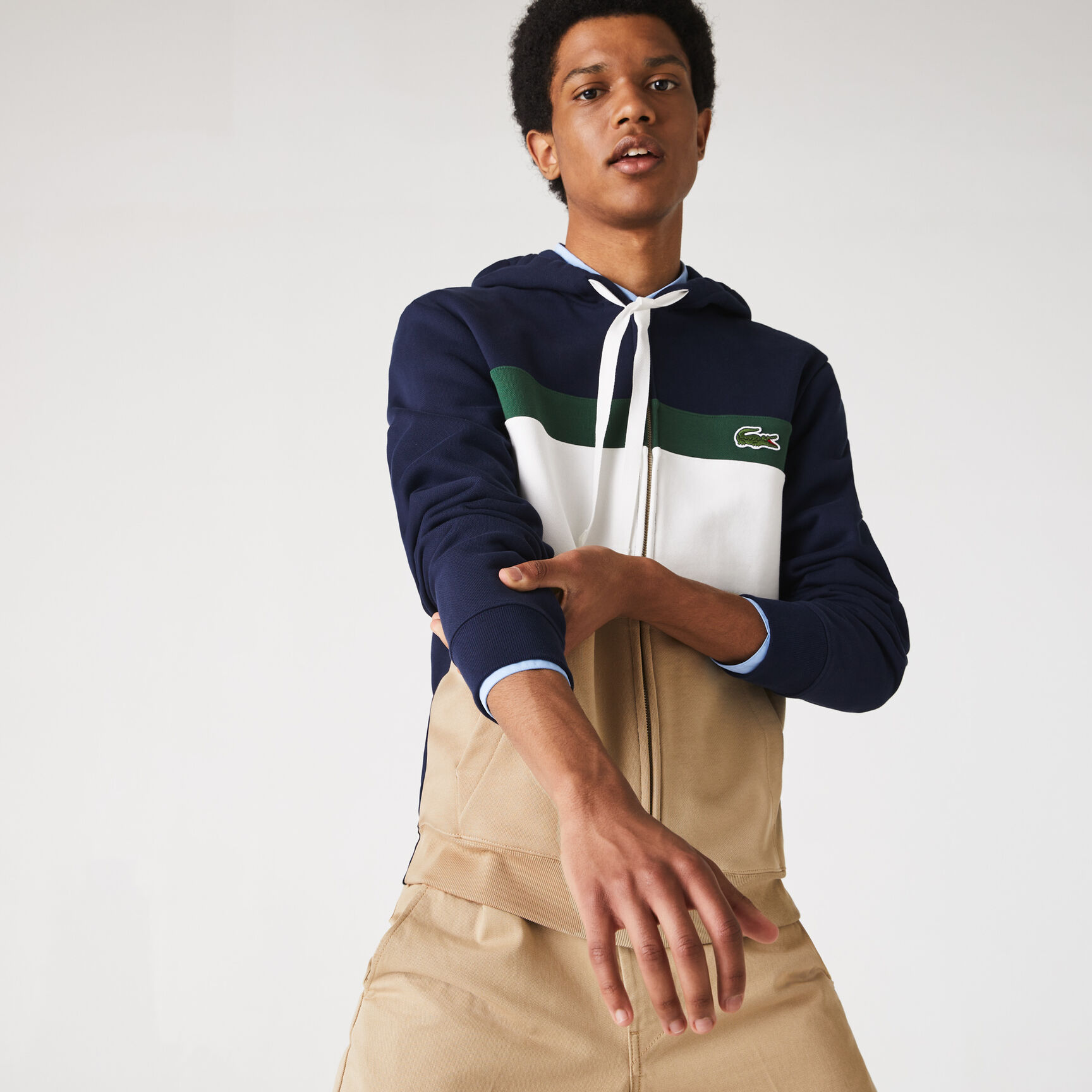 سويت شيرت صوف بسحاب مع غطاء رأس وكتل لونية للرجال سويت شيرت صوف بسحاب مع غطاء رأس وكتل لونية للرجال