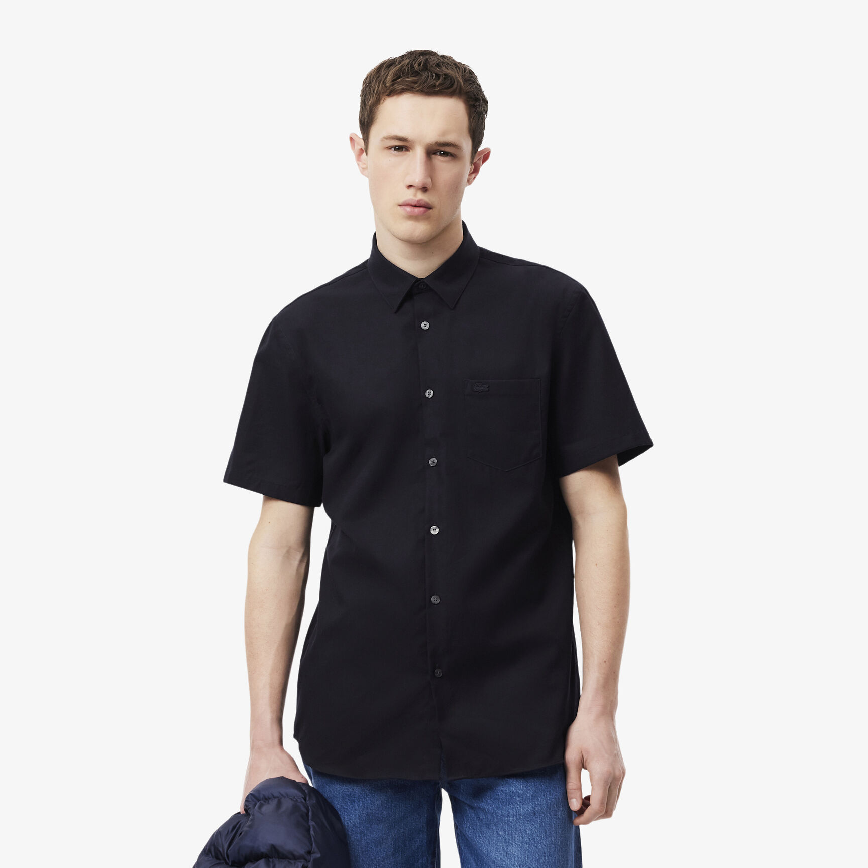 Regular Fit Short Sleeved Cotton Shirt Men's Regular Fit Solid Cotton Shirt - CH8528-00-HDE