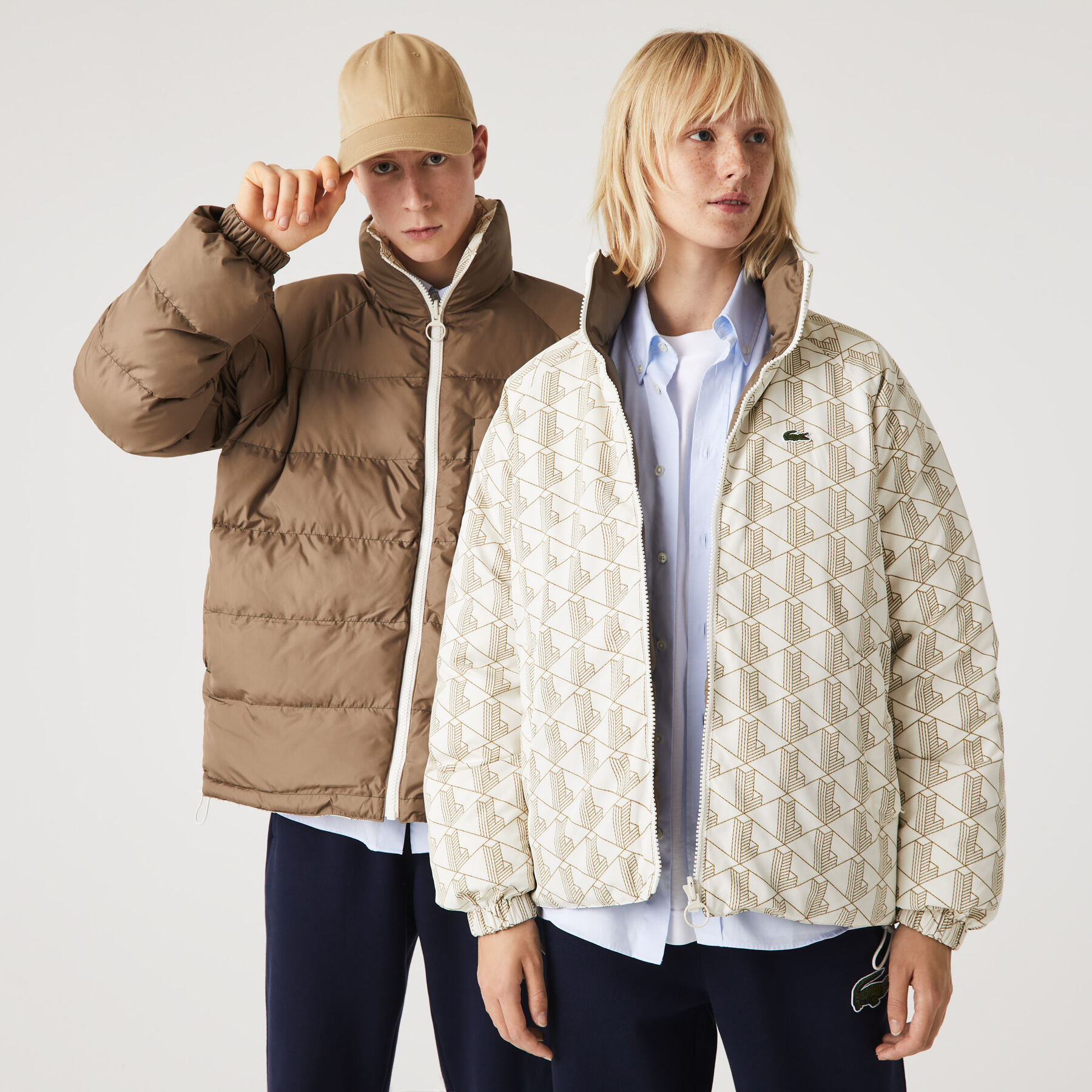 unisex lacoste water repellent reversible jacket