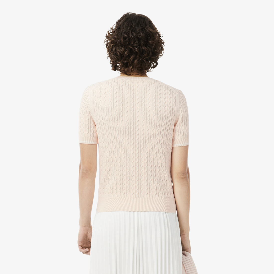 Short Sleeved Cable Knit Sweater lacoste short sleeved cable knit sweater