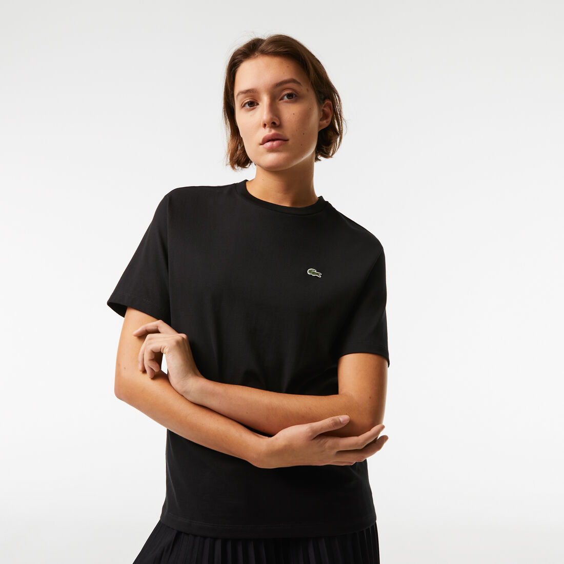 تي شيرت قطن بقصّة فضفاضة وفتحة رقبة على شكل حرف V للنساء Women's Crew Neck Premium Cotton T-shirt - TF5441-00-031