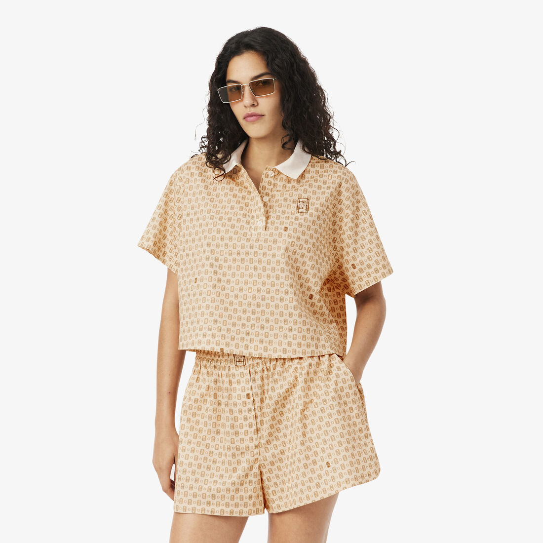 Oversized Tennis Print Polo lacoste oversized tennis print polo