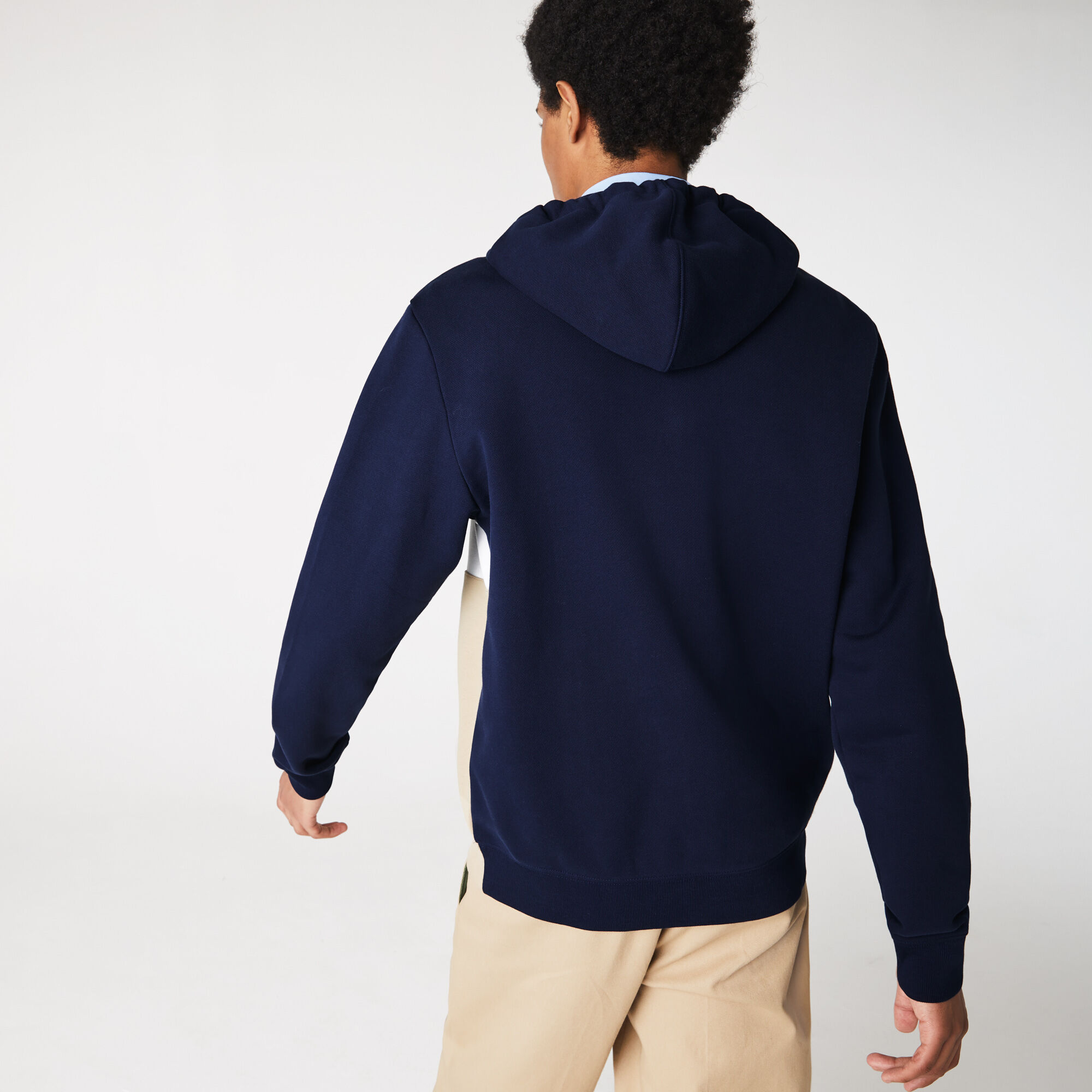 Men's Colourblock Fleece Zippered Hooded Sweatshirt