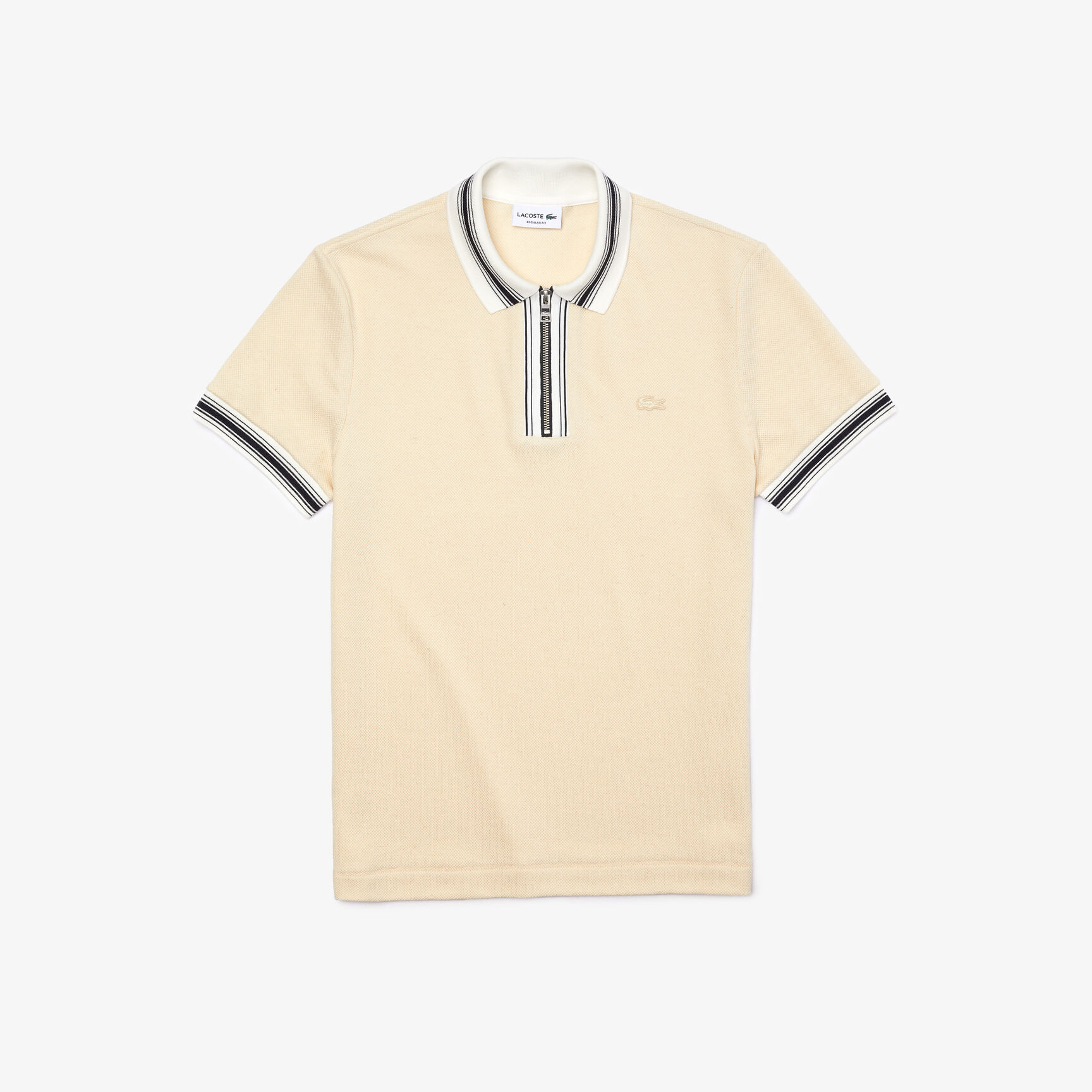 قميص بولو مخطط للرجال قصة عادية وفتحة رقبة بسحاب قميص بولو مخطط للرجال قصة عادية وفتحة رقبة بسحاب