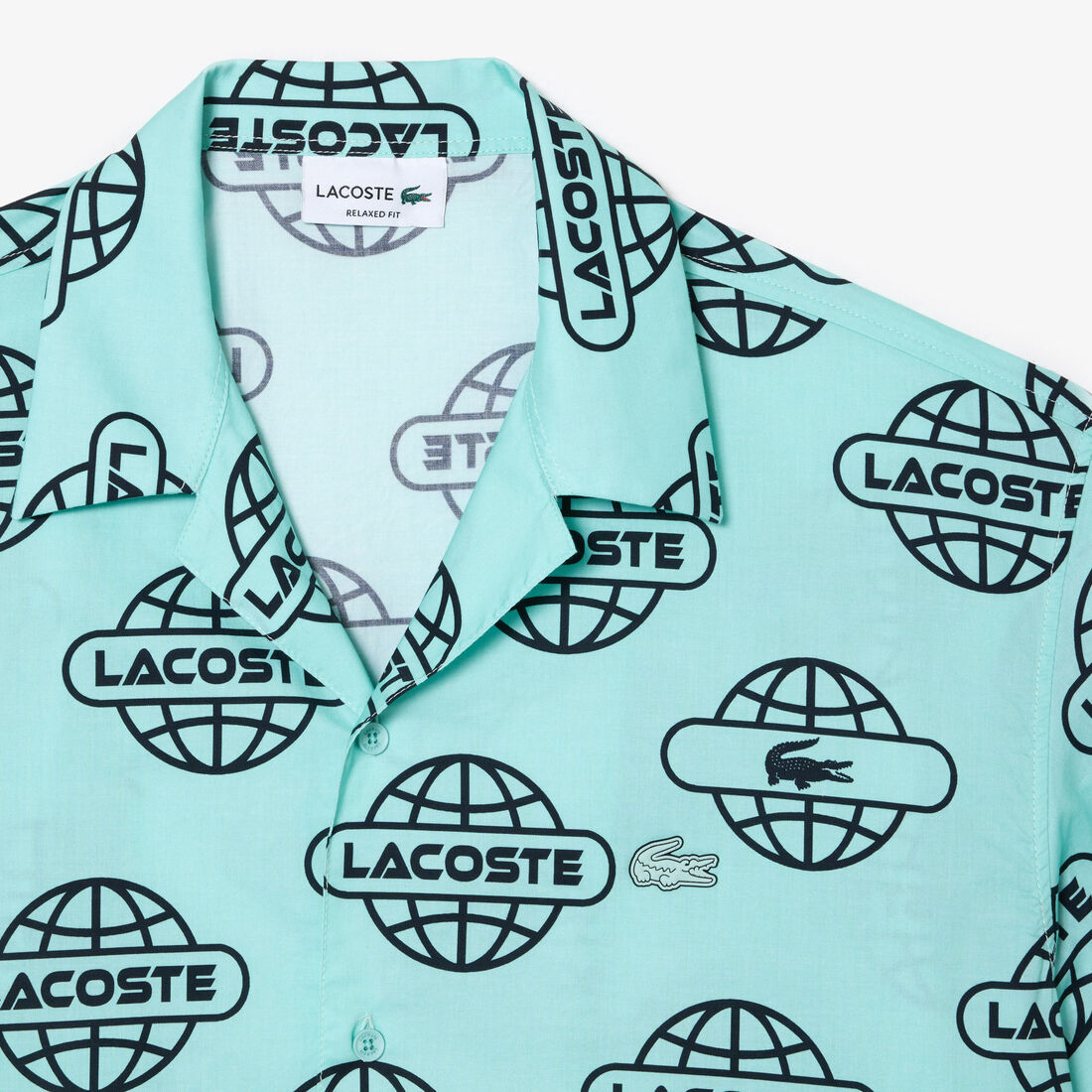 Globe Print Lacoste Cotton Twill Shirt Globe Print Lacoste Cotton Twill Shirt - CH1880-00-KI4