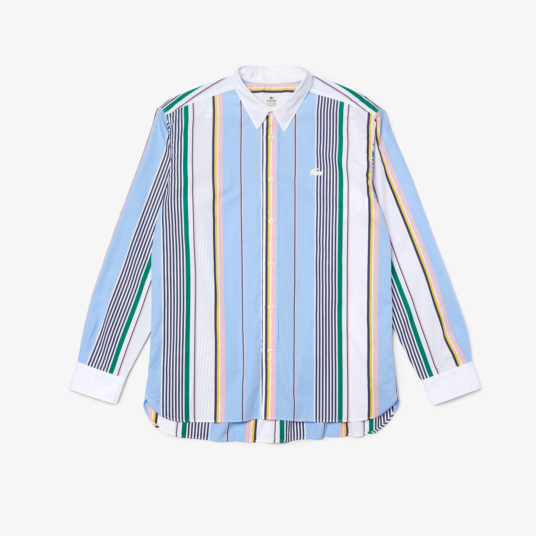Men’s Lacoste LIVE Relaxed Fit Mismatched Stripes Cotton Shirt