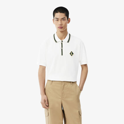 lacoste classic fit french made badge accent polo shirt