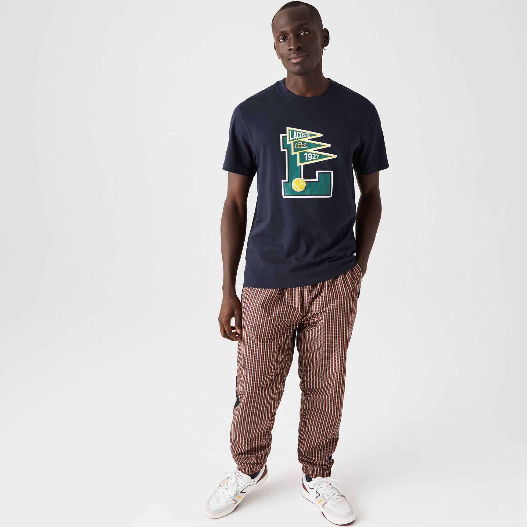 تيشيرت قطني رجالي بياقة مستديرة وشارات Pennants L تيشيرت قطني رجالي بياقة مستديرة وشارات Pennants L