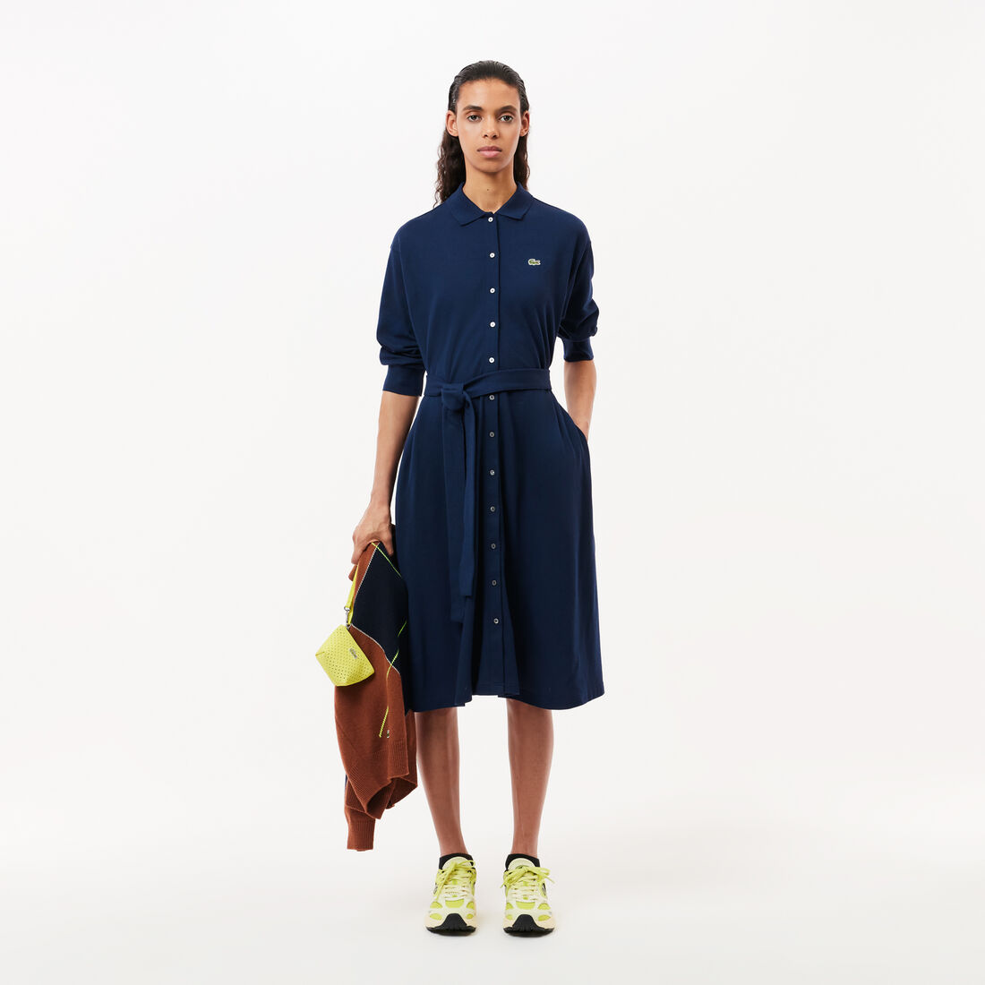 فستان بولو بيكيه قطني بأكمام 3/4 3/4 Sleeve Cotton Pique Polo Dress - EF0850-00-166