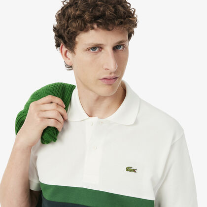 lacoste classic fit colour block petit pique polo shirt