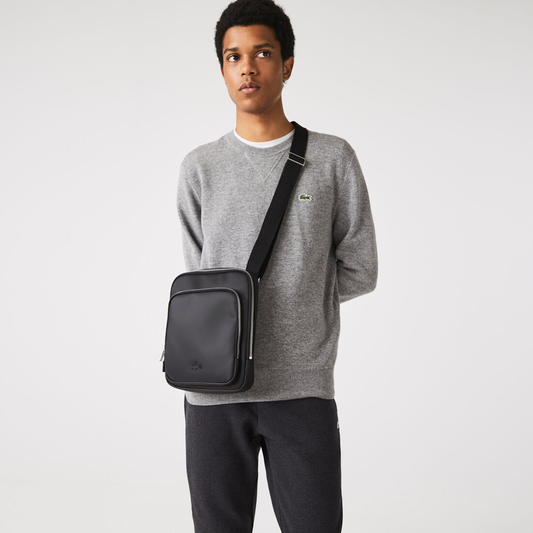 Men's Classic Zippered Pocket Rectangular Crossbody Bag