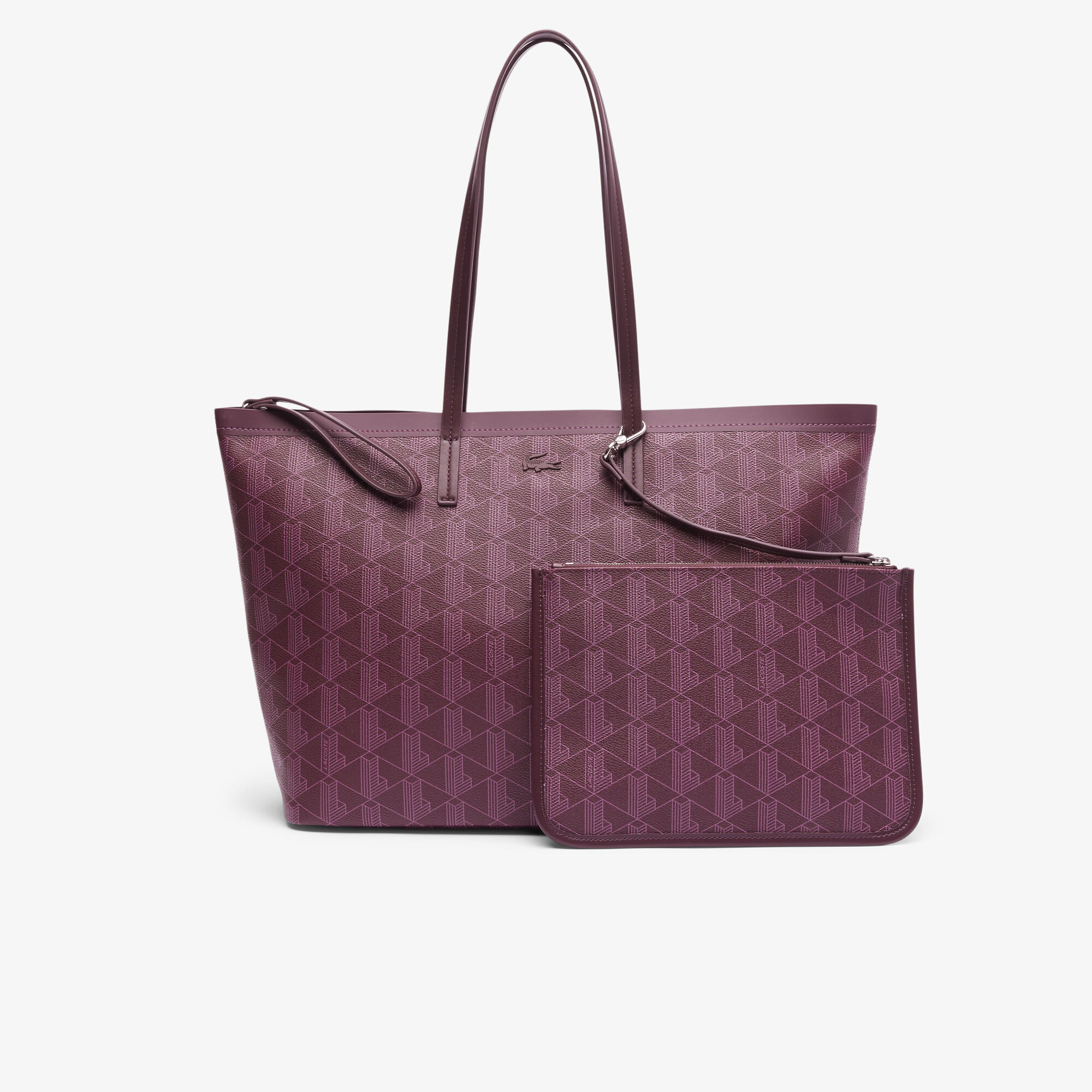 Zely Grained Tote with Pouch, Purple | LACOSTE UAE