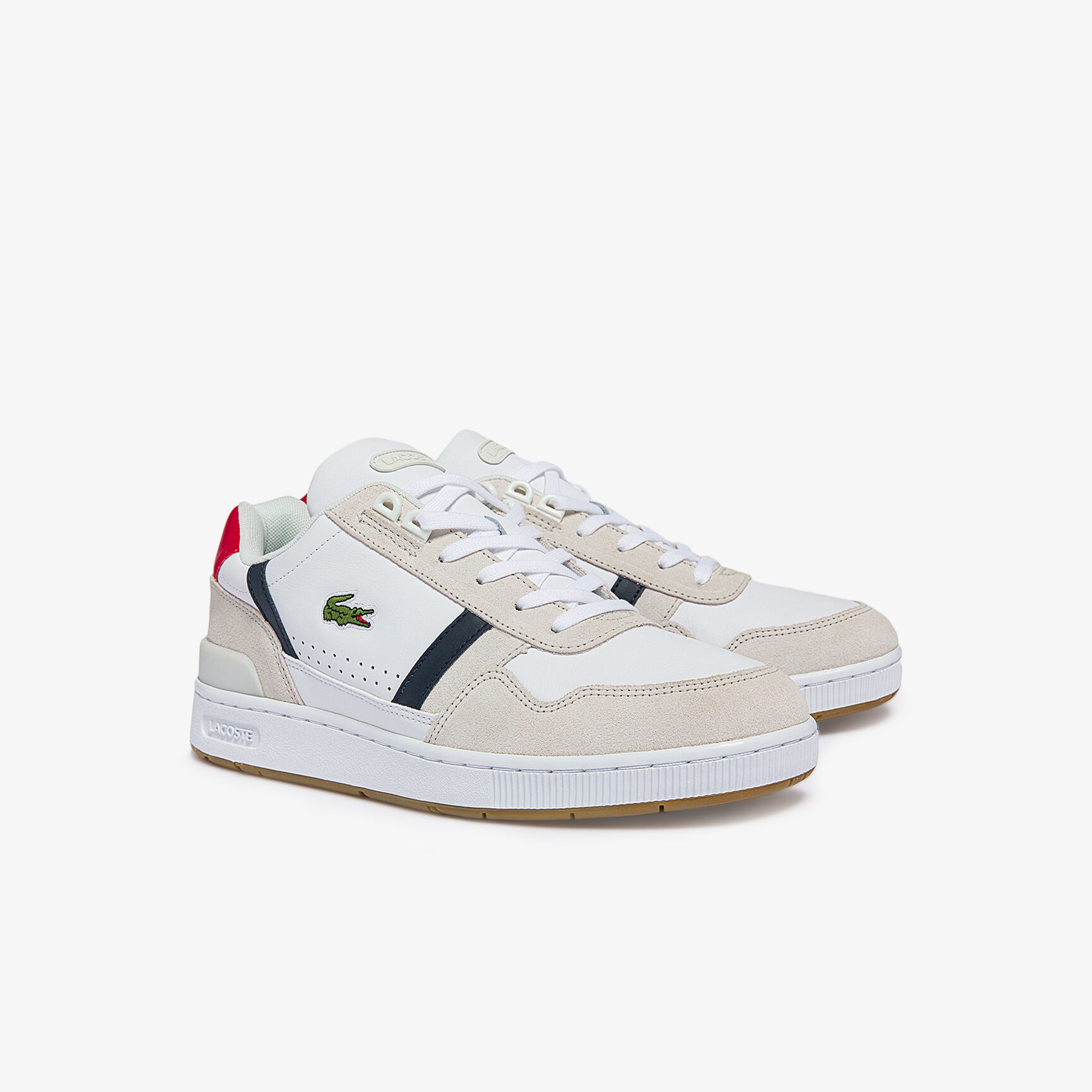 Buy Men's T-Clip Tricolour Leather and Suede Trainers | Lacoste UAE