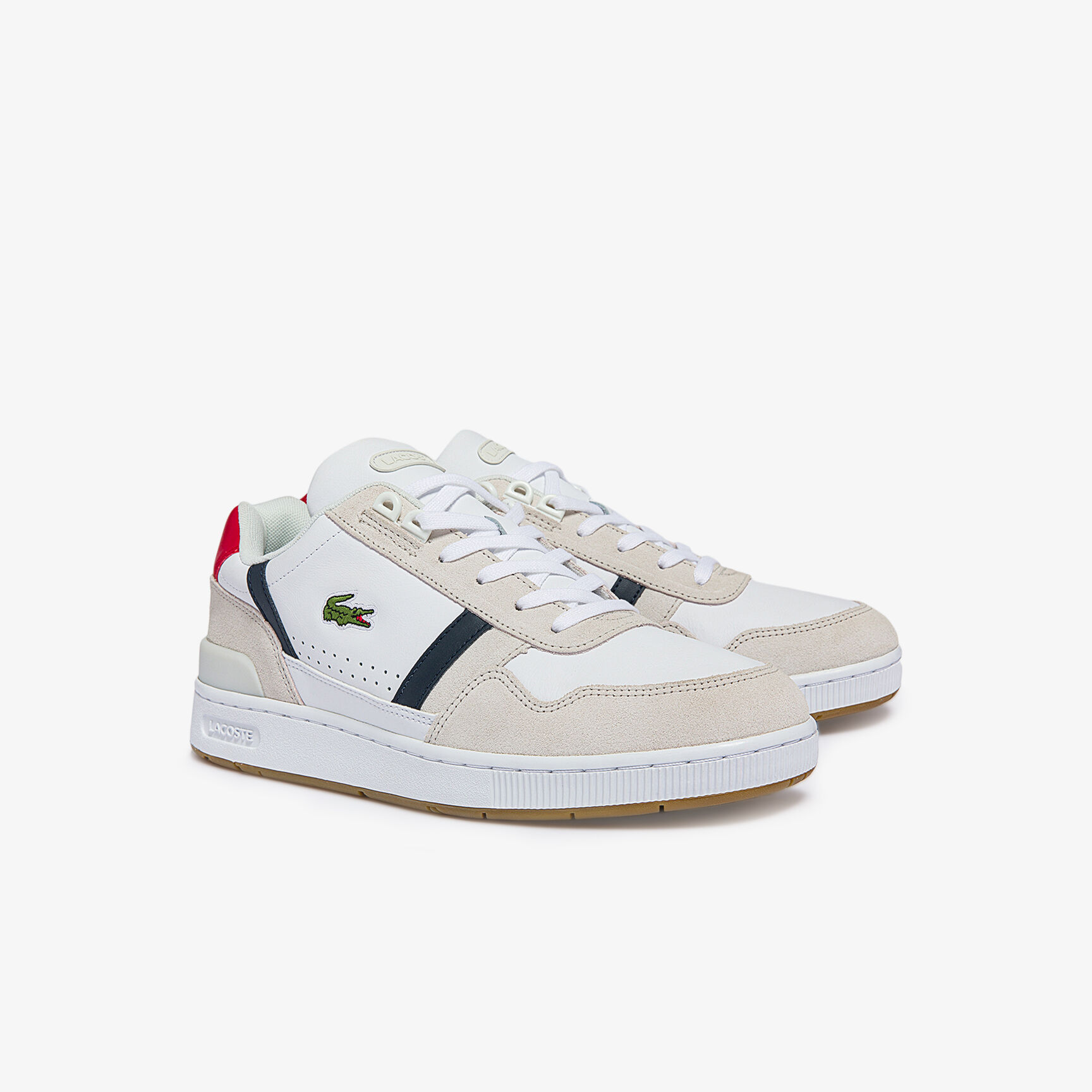 سنيكرز تي كليب جلد وشمواه بثلاثة ألوان للرجال Men's T-Clip Tricolour Leather and Suede Trainers - 40SMA0048-407