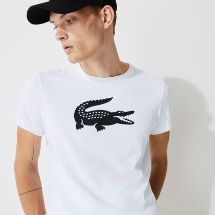 قميص تي-شيرت لرياضة التنس للرجال من الجيرسيه العملي مزدان بعلامة التمساح الكبيرة الحجم من مجموعة Lacoste Sport