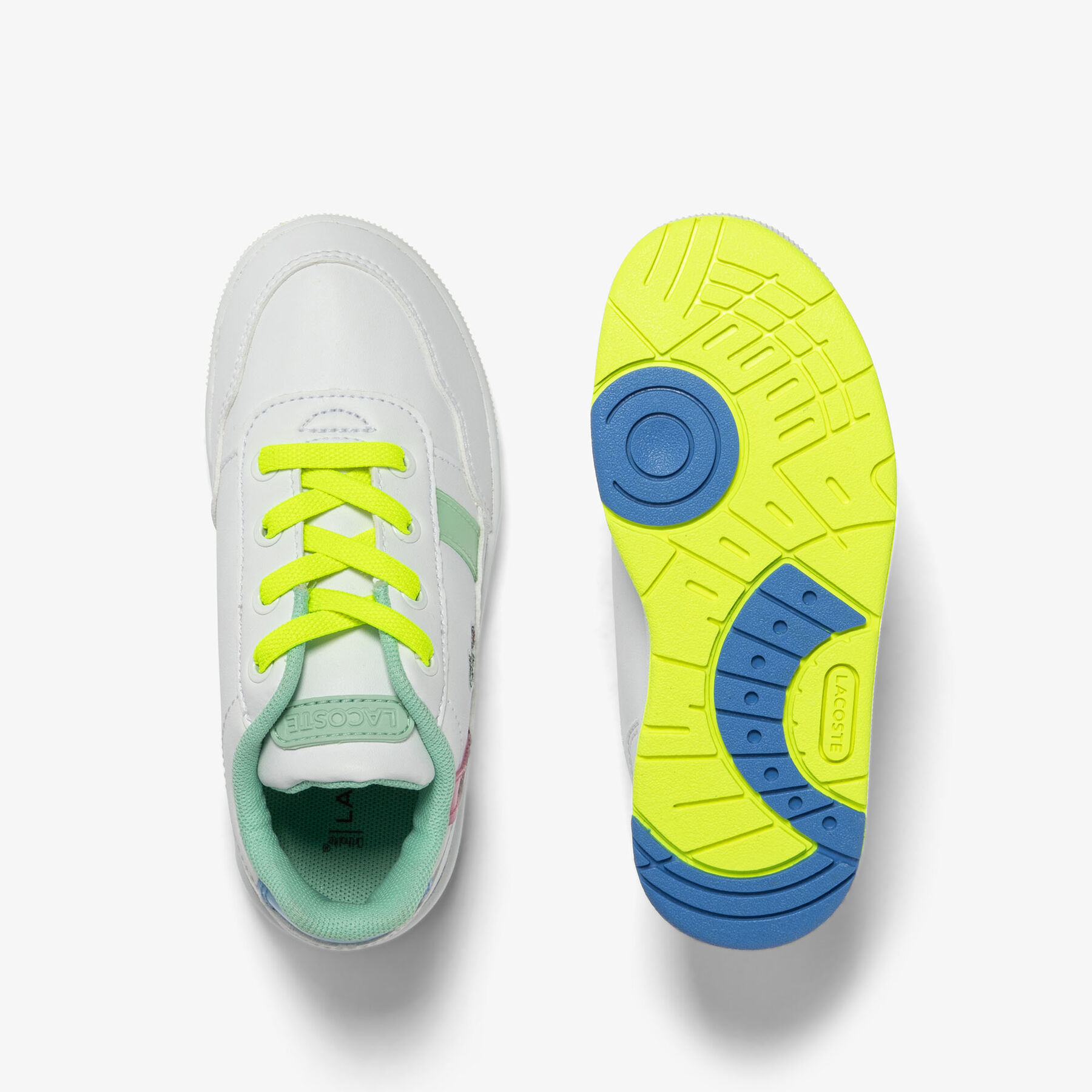 infants  lacoste t clip synthetic colour pop trainers