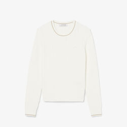Stripe Accent Cable Knit Sweater