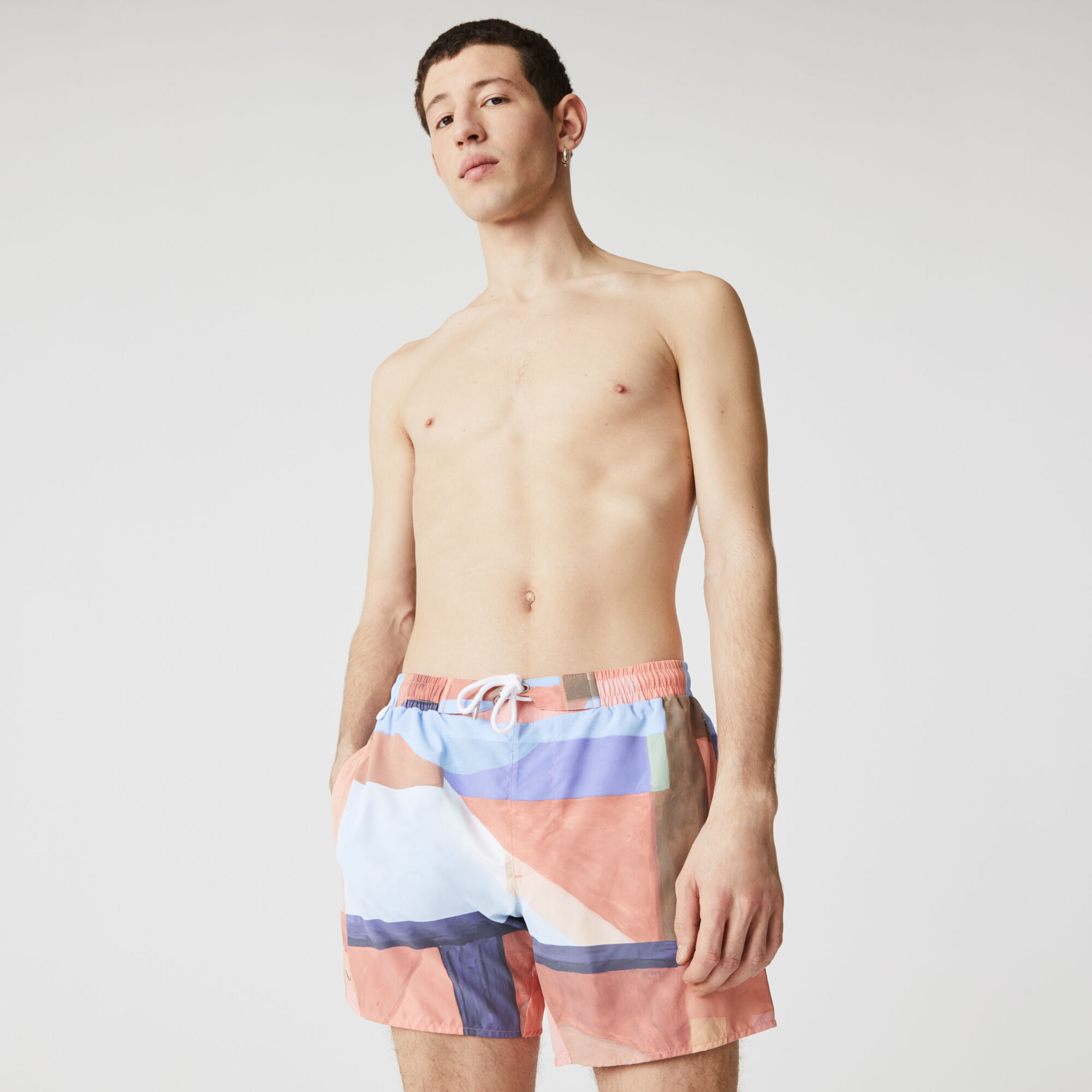 Men’s Lace-Up Waist Print Swimming Trunks