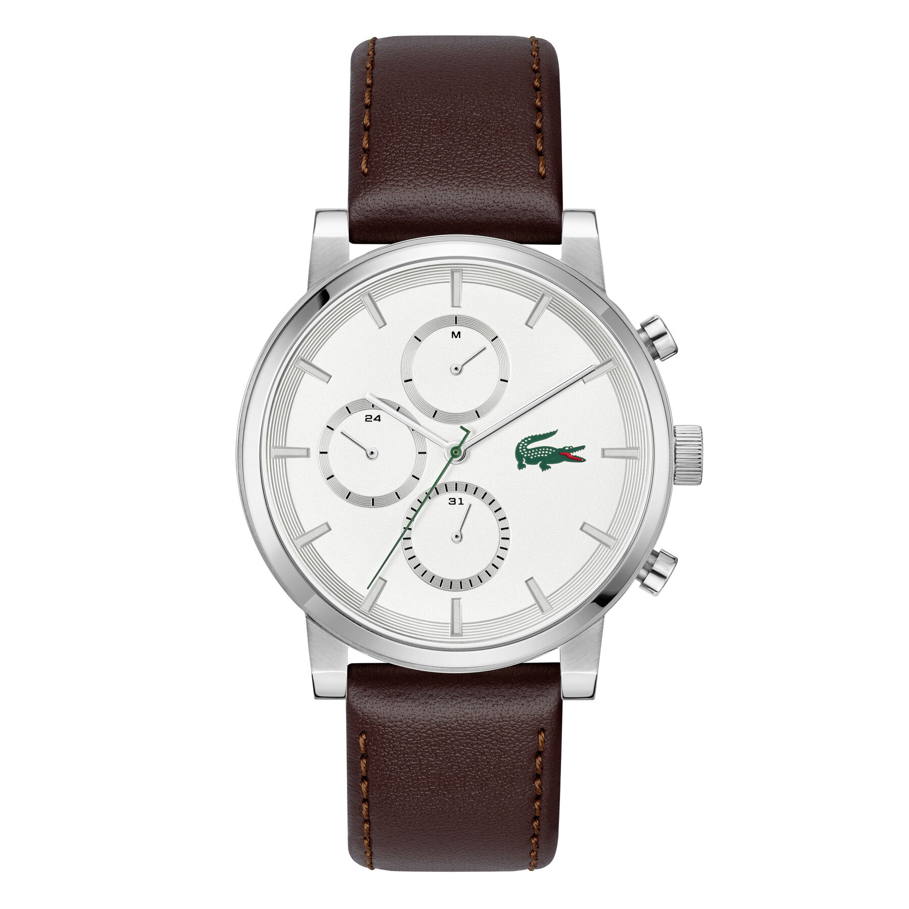 ساعة رجالية بسوار جلدي بني Brown Leather Strap Men's Watch - 2011486-BROWN