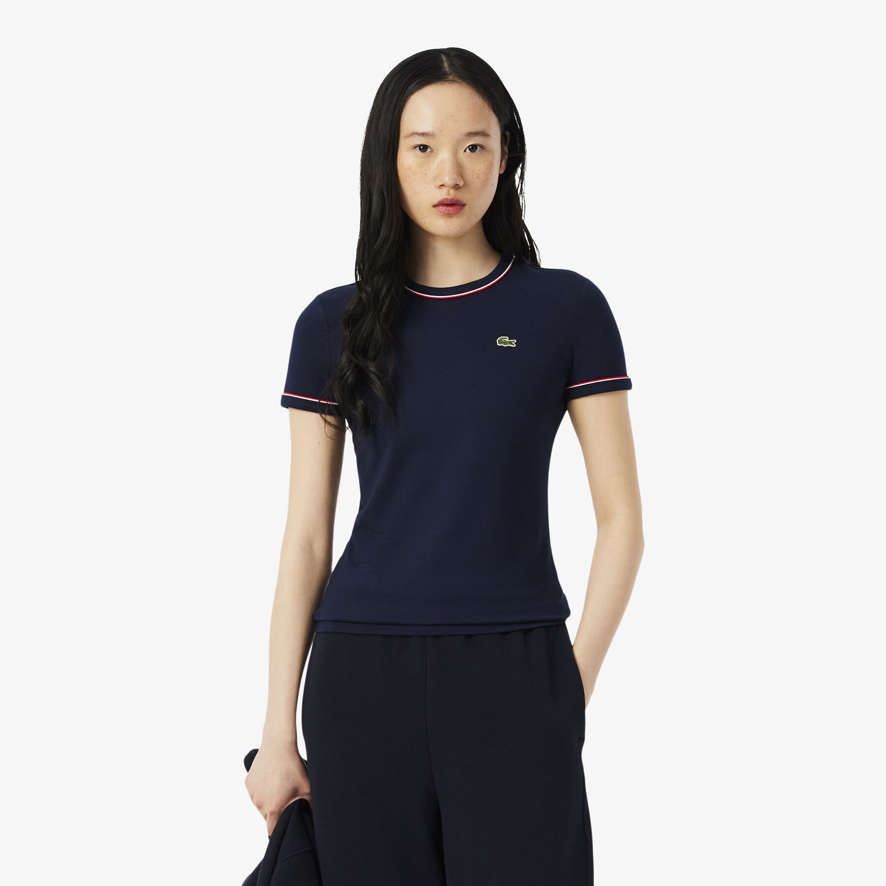 lacoste contrast trim jersey t shirt
