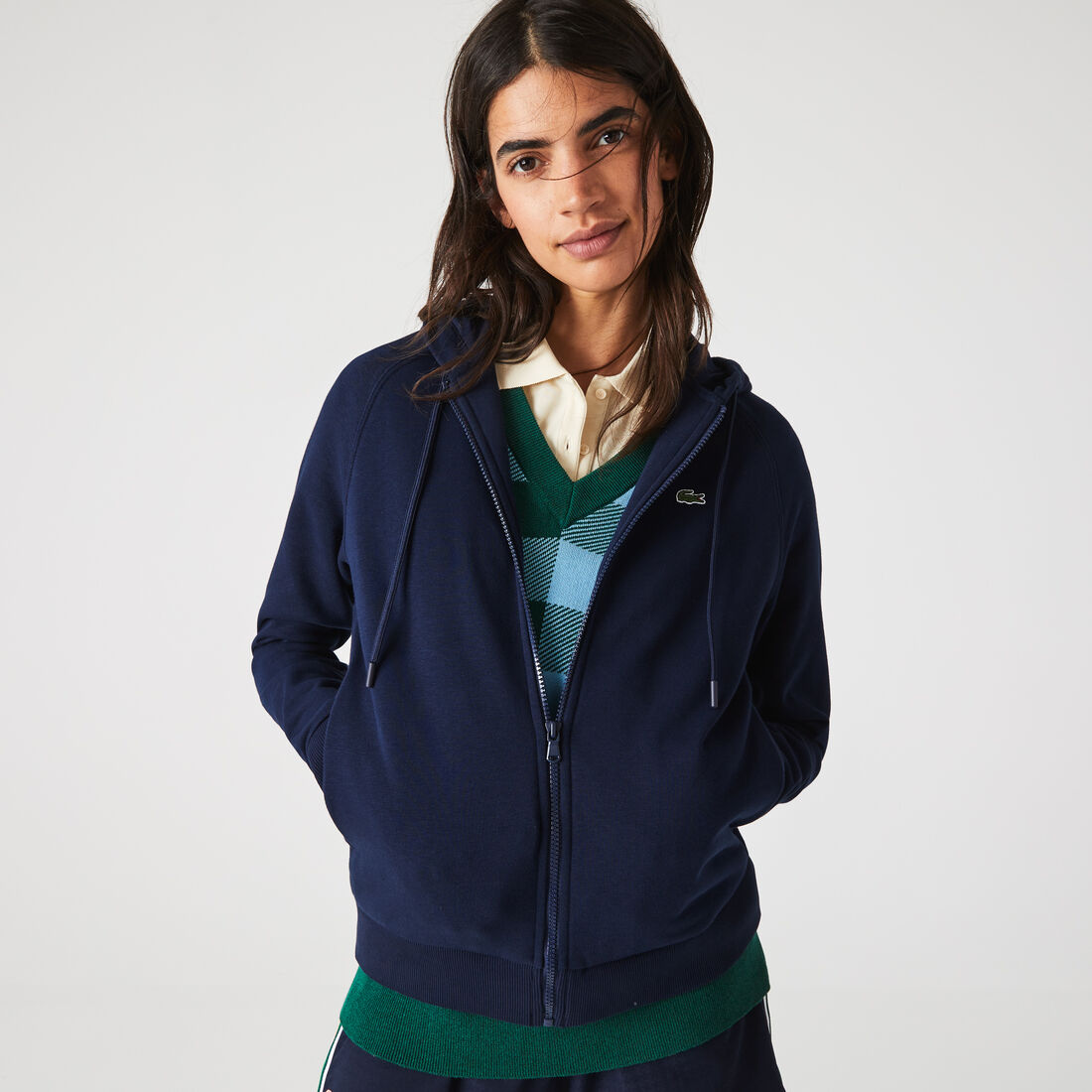 كنزة نسائية بغطاء للرأس مصنوعة من مزيج القطن الصوفي كنزة نسائية بغطاء للرأس مصنوعة من مزيج القطن الصوفي