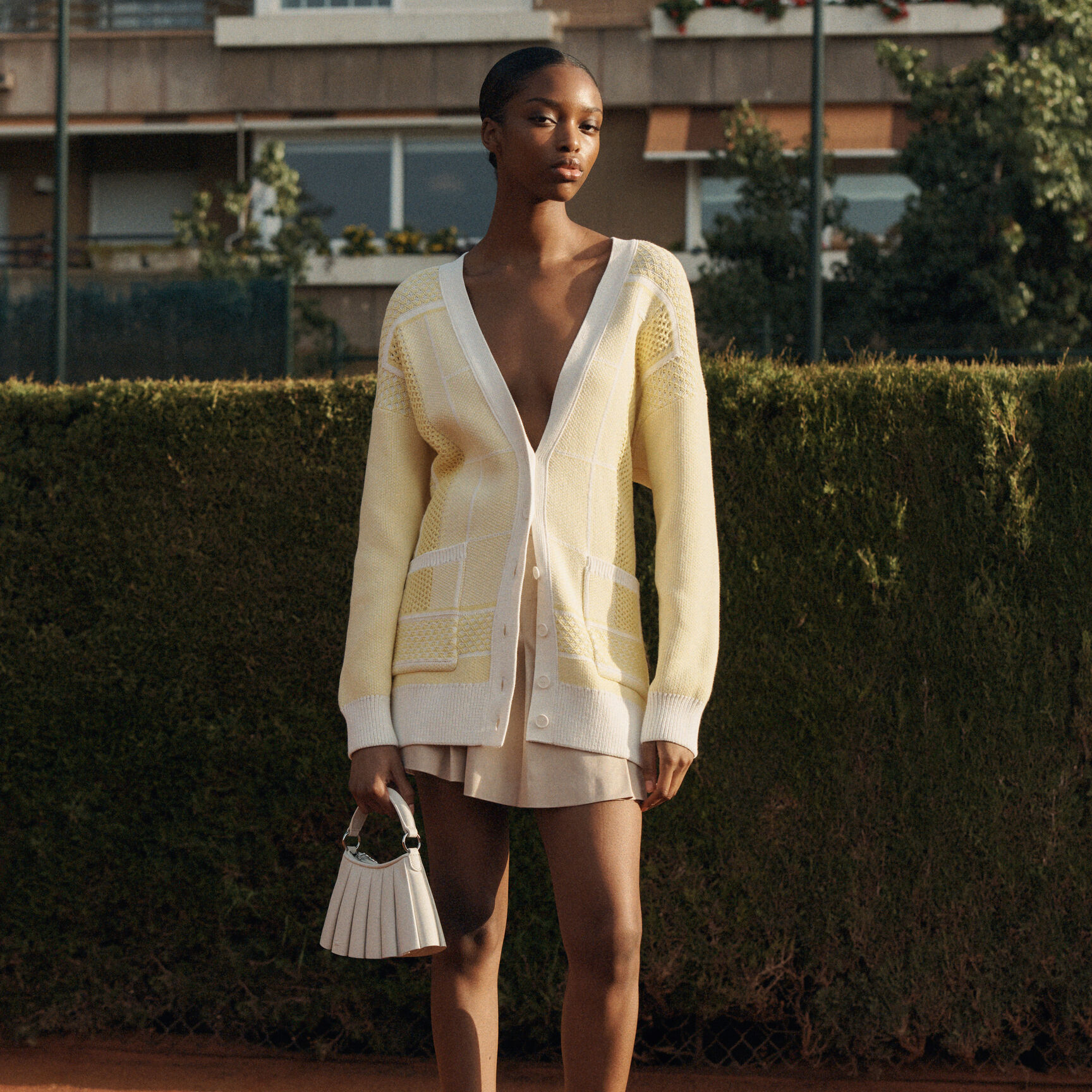 Tennis Court Jacquard Long Cardigan - AF9871-00-IHX