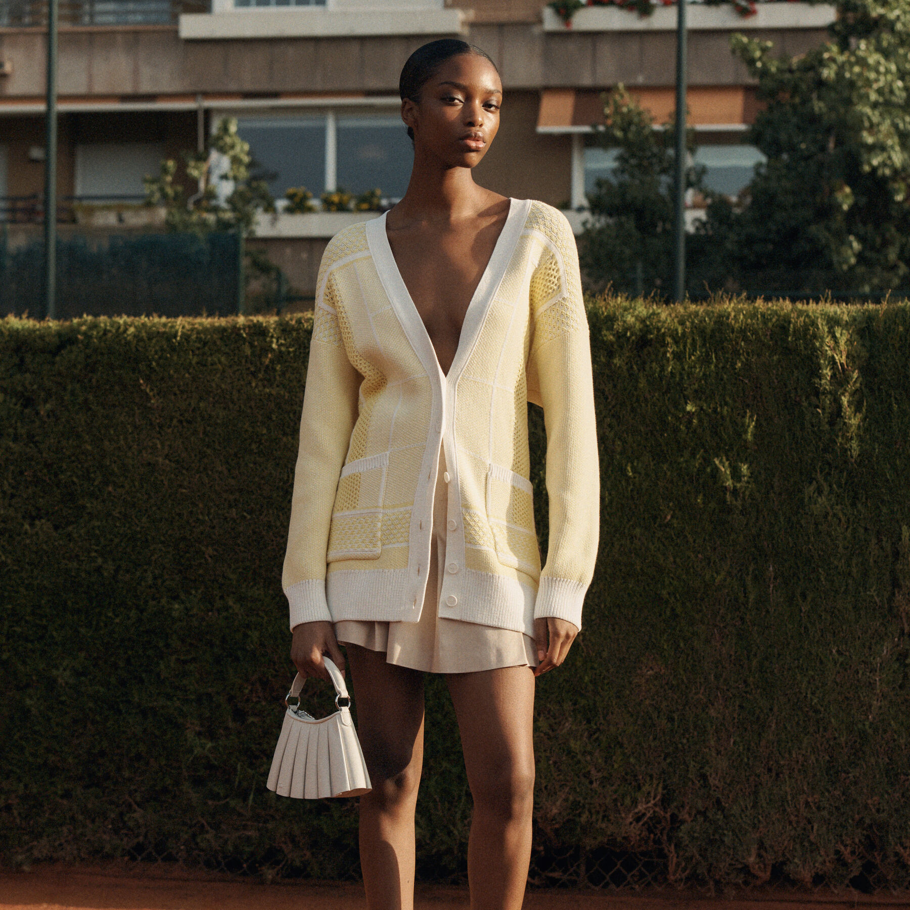 Tennis Court Jacquard Long Cardigan - AF9871-00-IHX