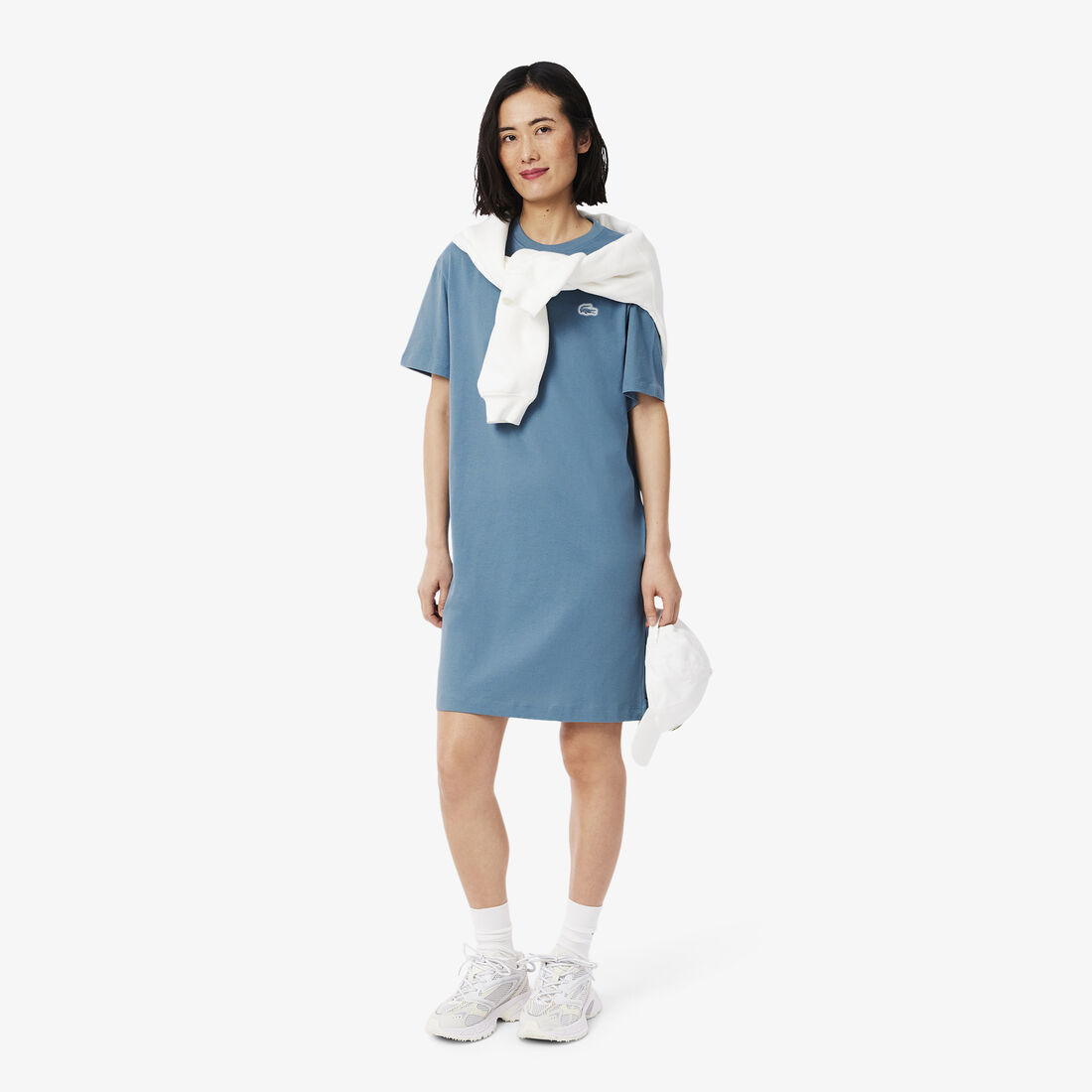 فستان تي شيرت من القطن الجيرسي كبير الحجم Oversized Cotton Jersey T-shirt Dress - EF2864-00-HD9