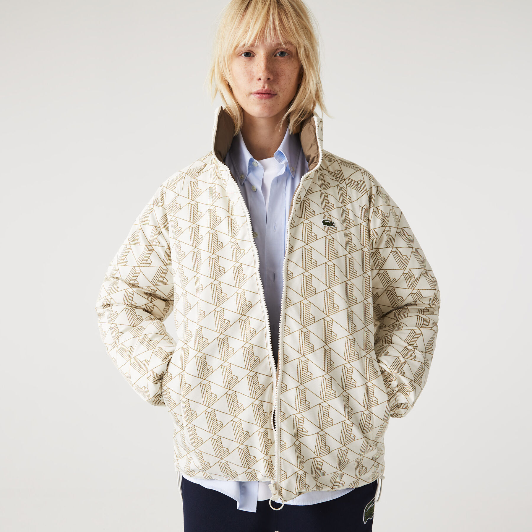 unisex lacoste water repellent reversible jacket