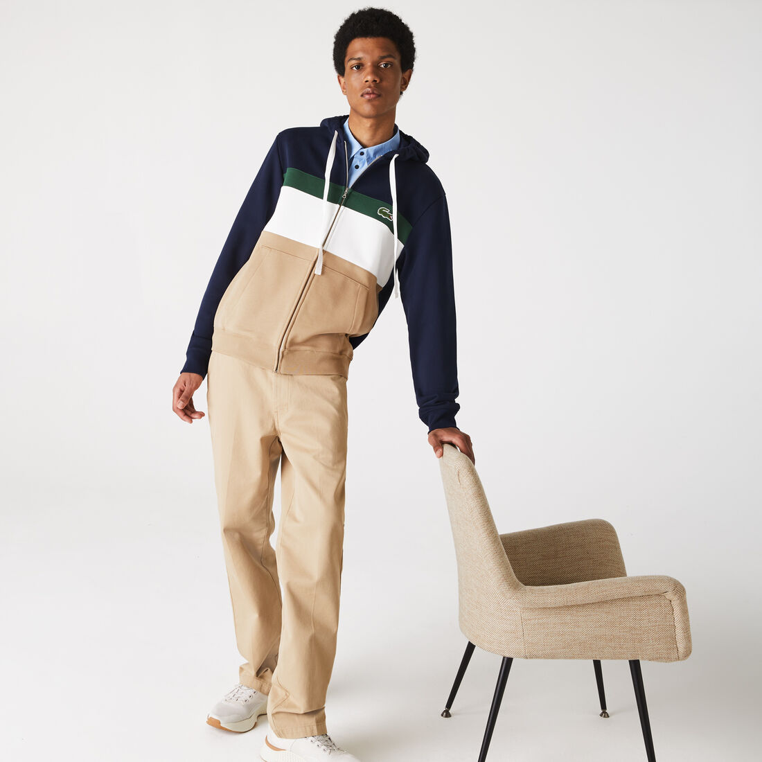 سويت شيرت صوف بسحاب مع غطاء رأس وكتل لونية للرجال سويت شيرت صوف بسحاب مع غطاء رأس وكتل لونية للرجال