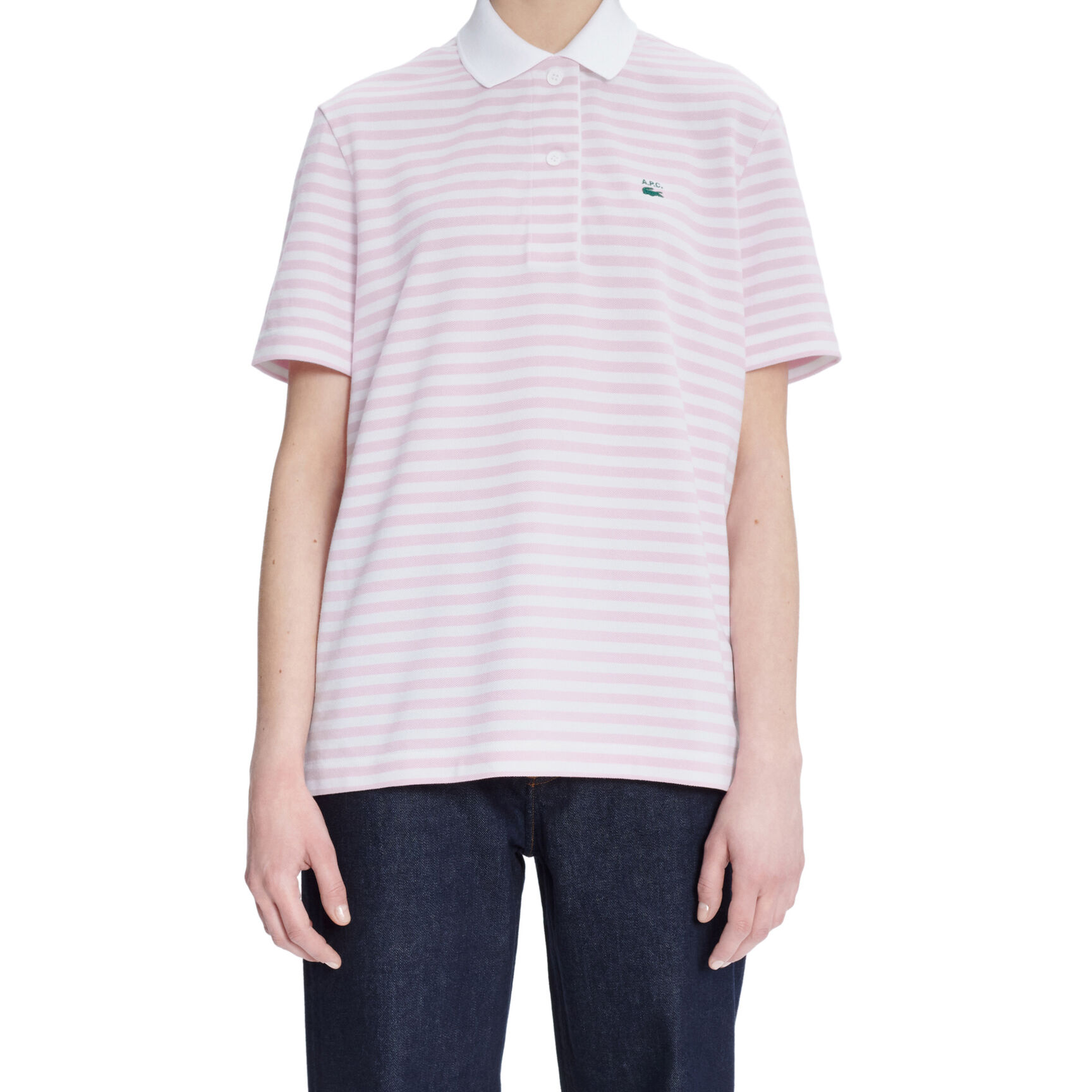 Women’s Lacoste x A.P.C. Loose Fit Striped Polo Shirt Women’s Lacoste x A.P.C. Loose Fit Striped Polo Shirt
