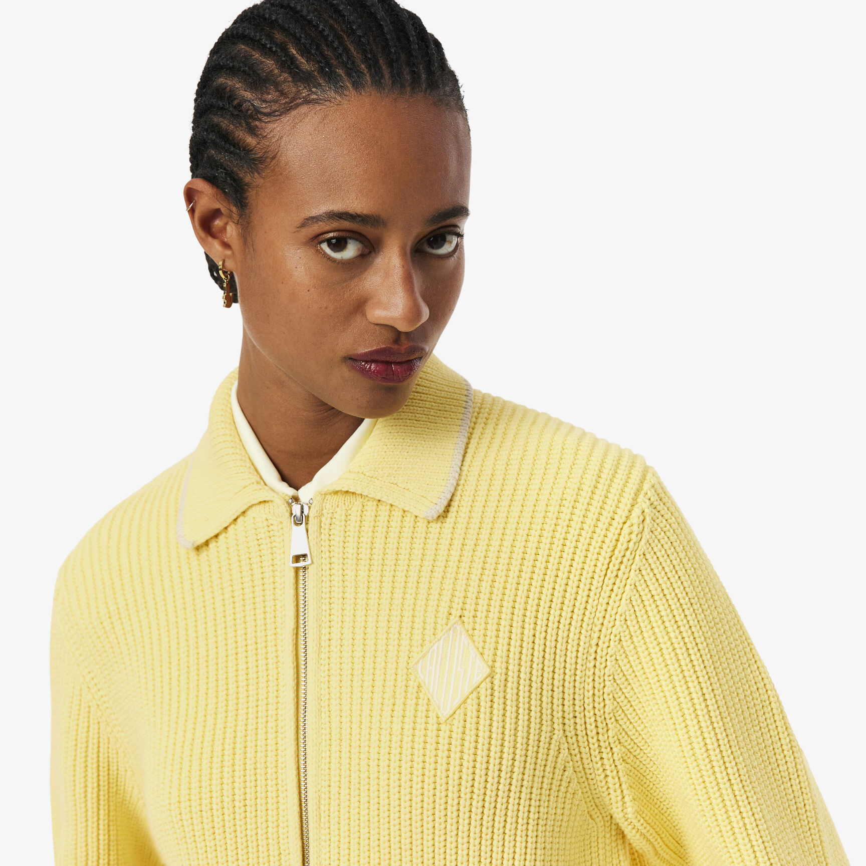 Zipped Cotton Badge Accent Sweater Zipped Cotton Badge Accent Sweater - AF9858-00-107