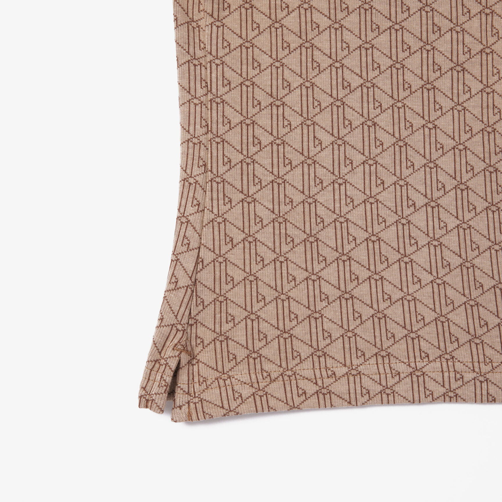 تي شيرت بولو لاكوست قطن طري بقصّة ضيقة للنساء Slim Fit Lacoste Monogram Jacquard Polo Shirt - DF0849-00-IRP