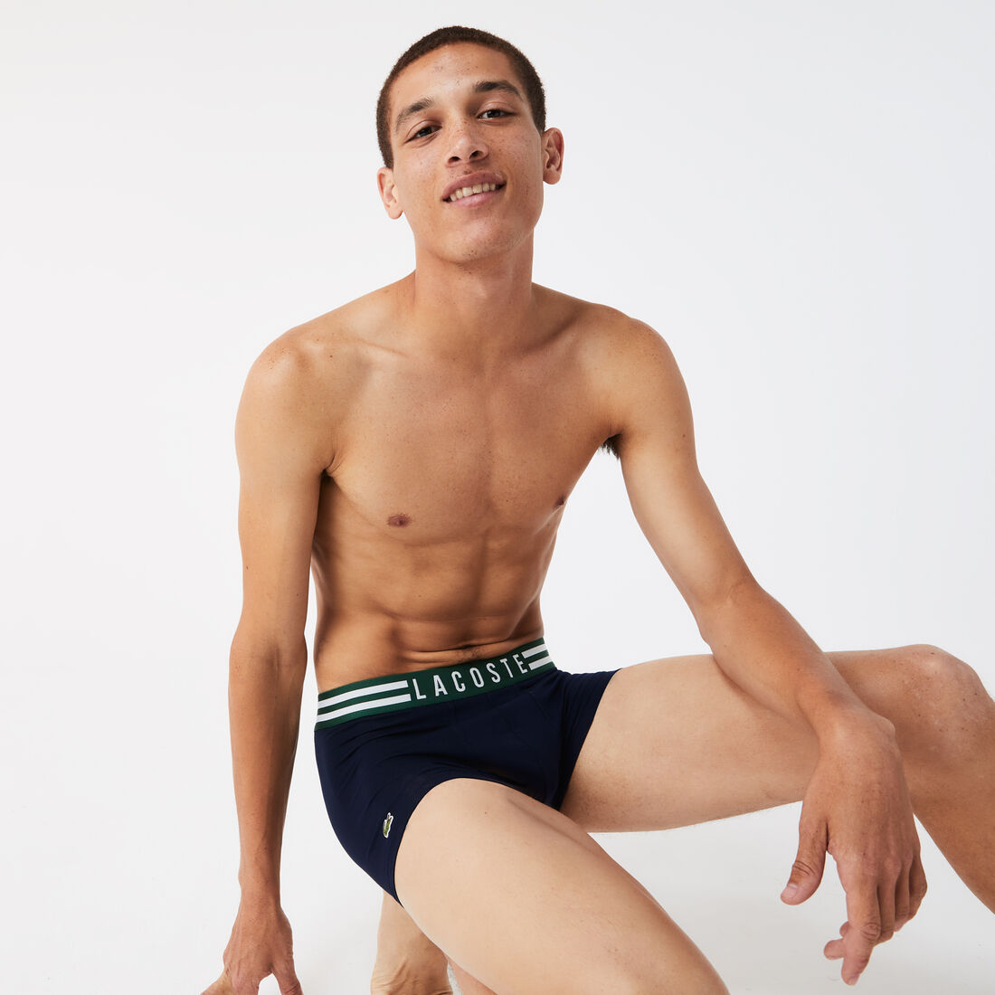 طقم بوكسر قطن مطاطي بخطوط على الخصر للرجال، 3 قطع طقم بوكسر قطن مطاطي بخطوط على الخصر للرجال، 3 قطع