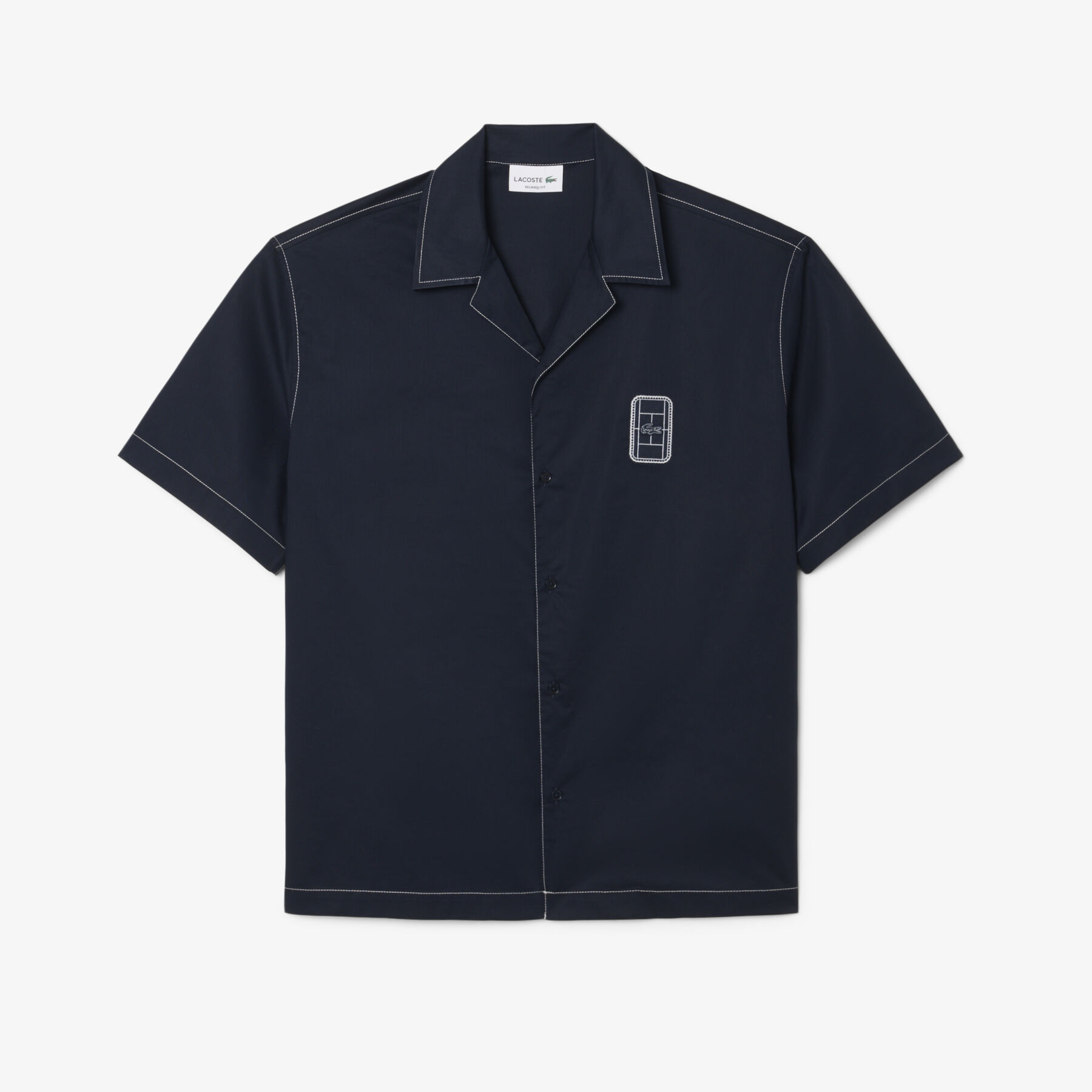 Relaxed Fit Short Sleeved Cotton Shirt Men's Lacoste Pull-on Windbreaker with Kangaroo Pocket - CH8448-00-MXQ