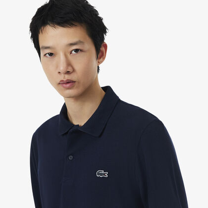 lacoste regular fit long sleeved cotton blend polo shirt