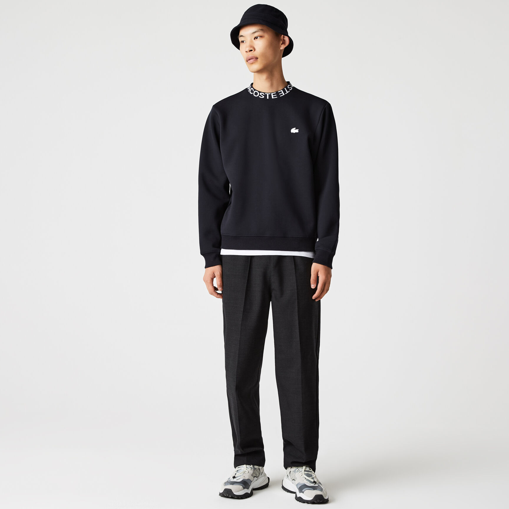 Men’s Lacoste Lettered Crew Neck Cotton Blend Sweatshirt Men’s Lacoste Lettered Crew Neck Cotton Blend Sweatshirt