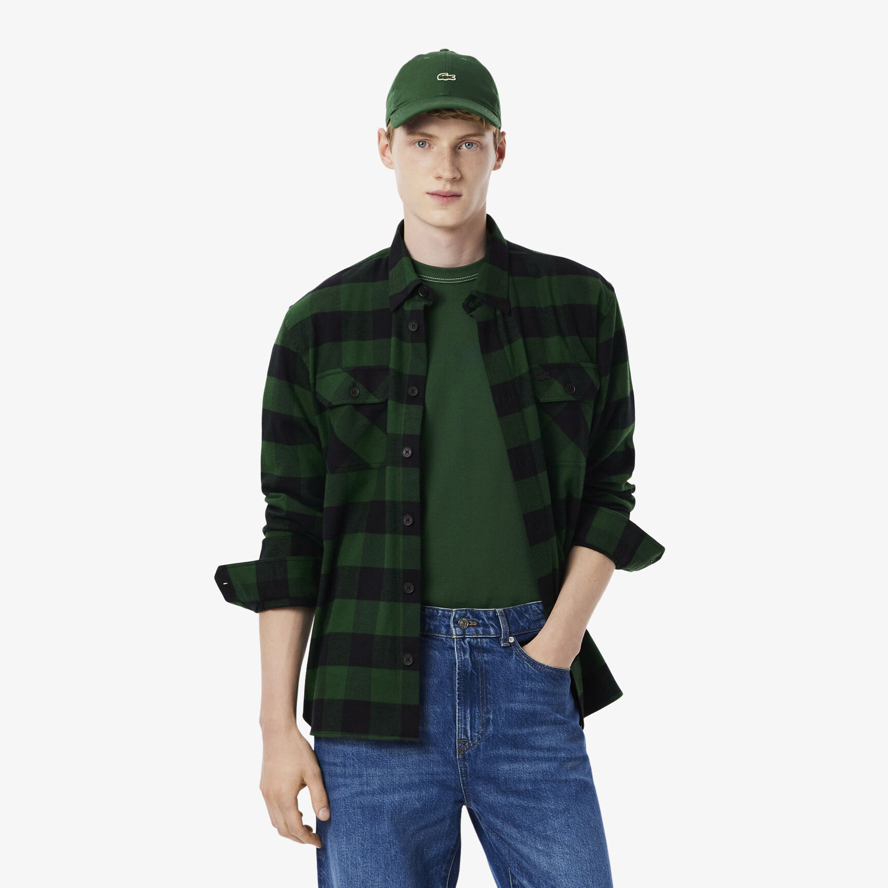 قميص قطني كبير الحجم منقوش Oversized Cotton Plaid Overshirt - CH7862-00-U1Y
