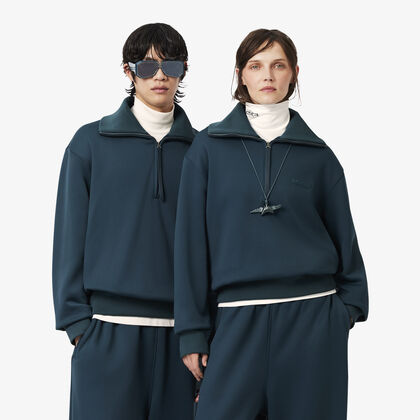 لاكوست runway high neck zipped satin sweatshirt