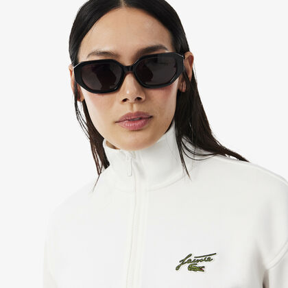 High Neck Zipped Fleece Badge Sweatshirt