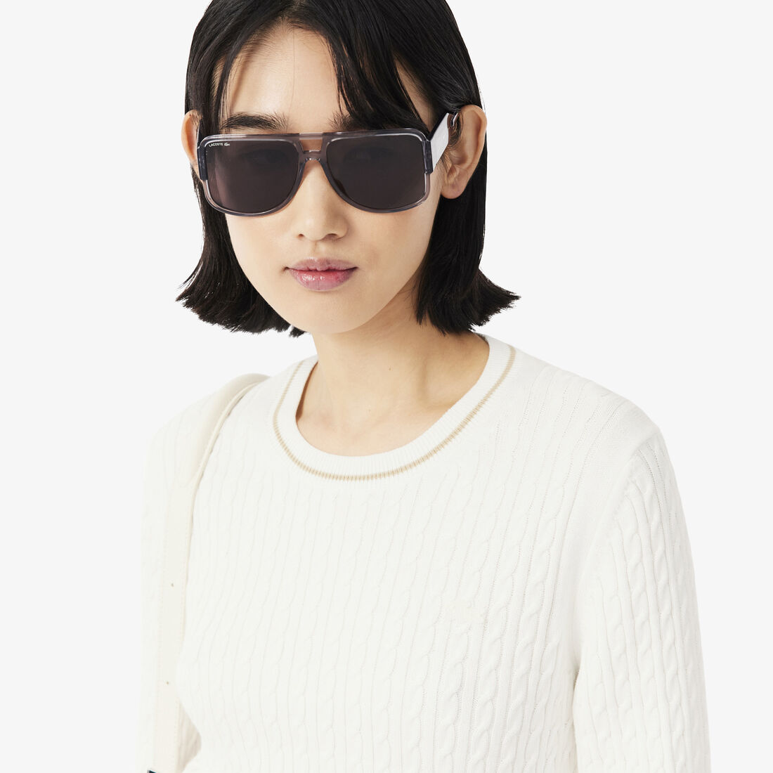 Stripe Accent Cable Knit Sweater Stripe Accent Cable Knit Sweater - AF3241-00-70V
