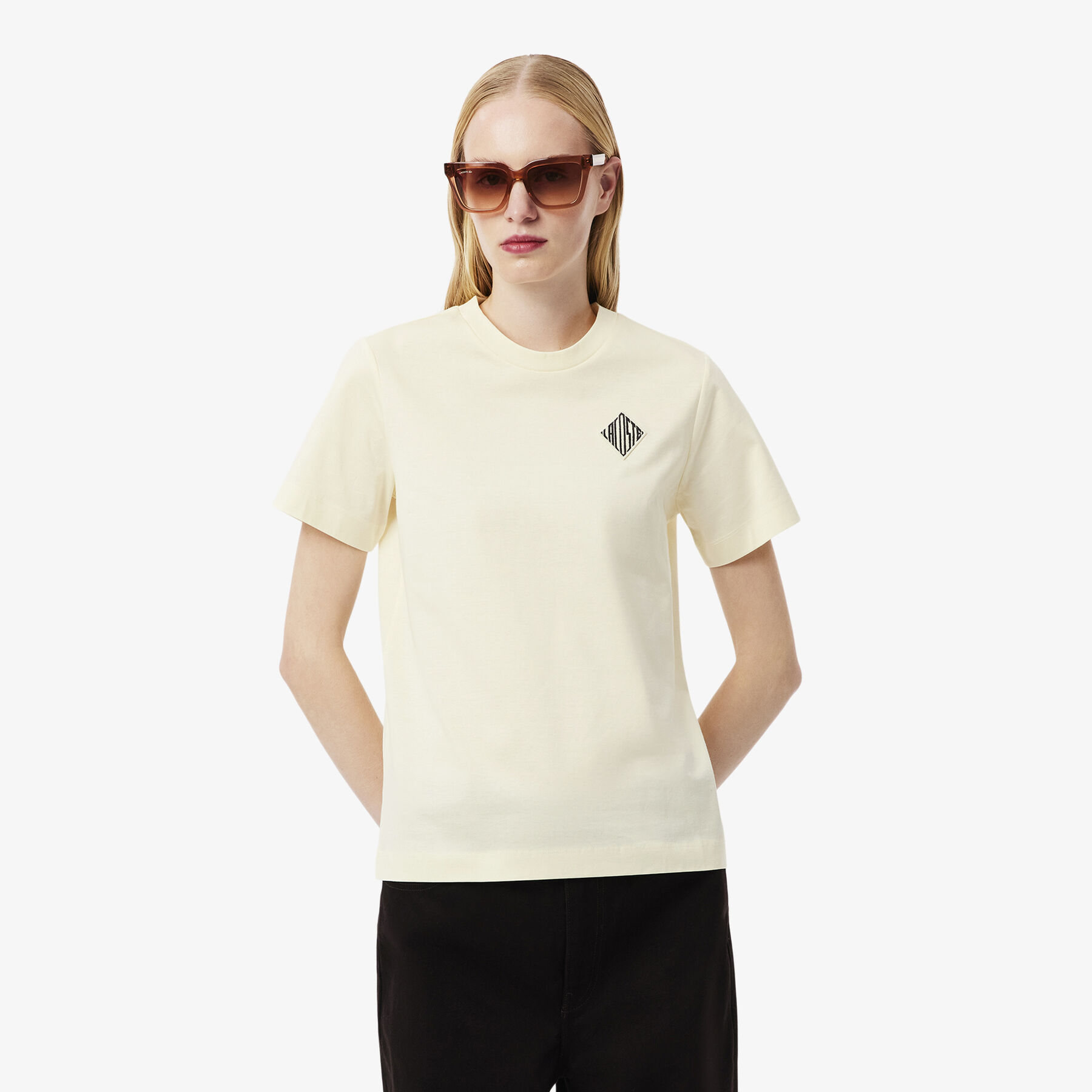 lacoste badge cotton t shirt