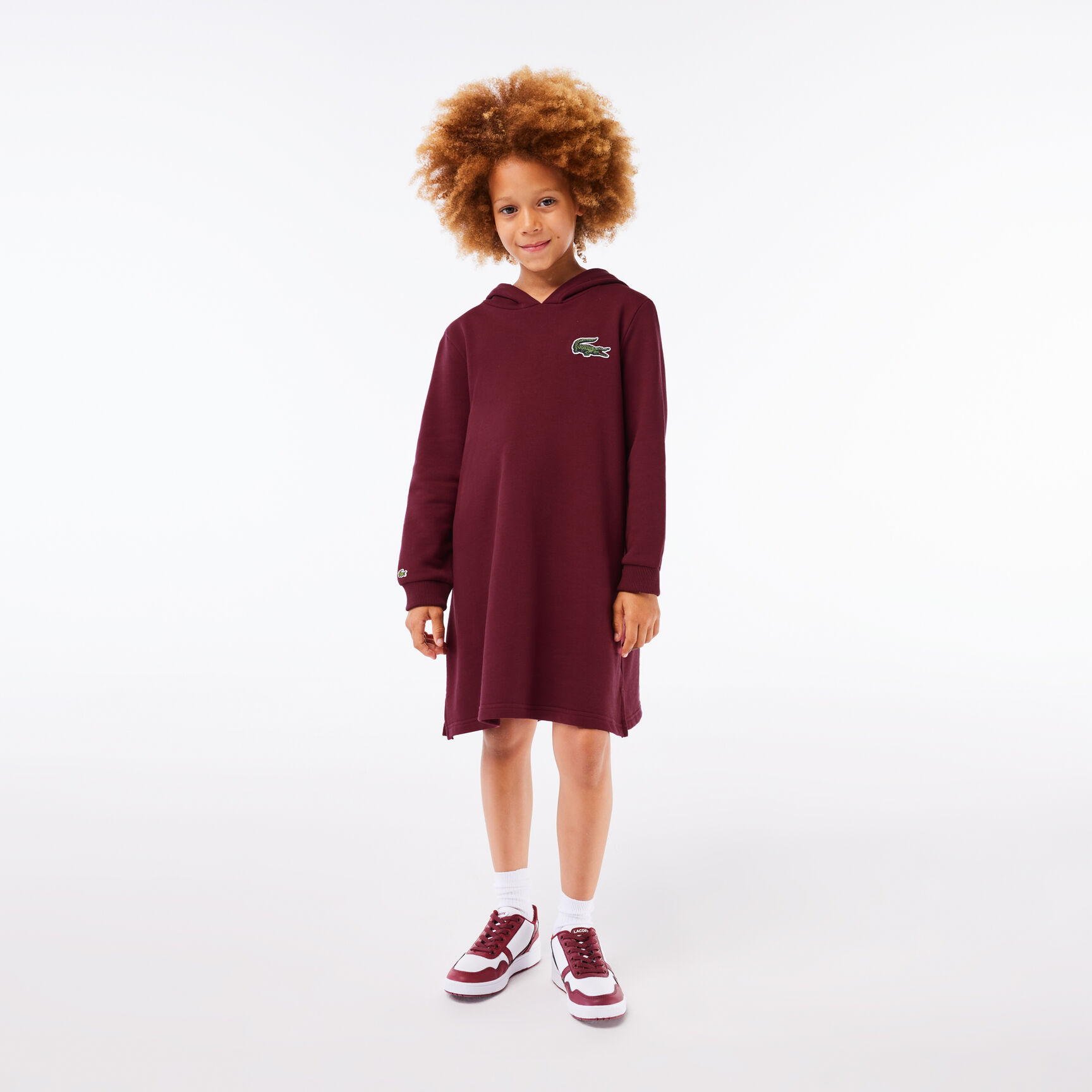 فستان لاكوست بيكيه بياقة بولو للبنات Hooded Cotton Fleece Sweatshirt Dress - EJ1210-00-YUP