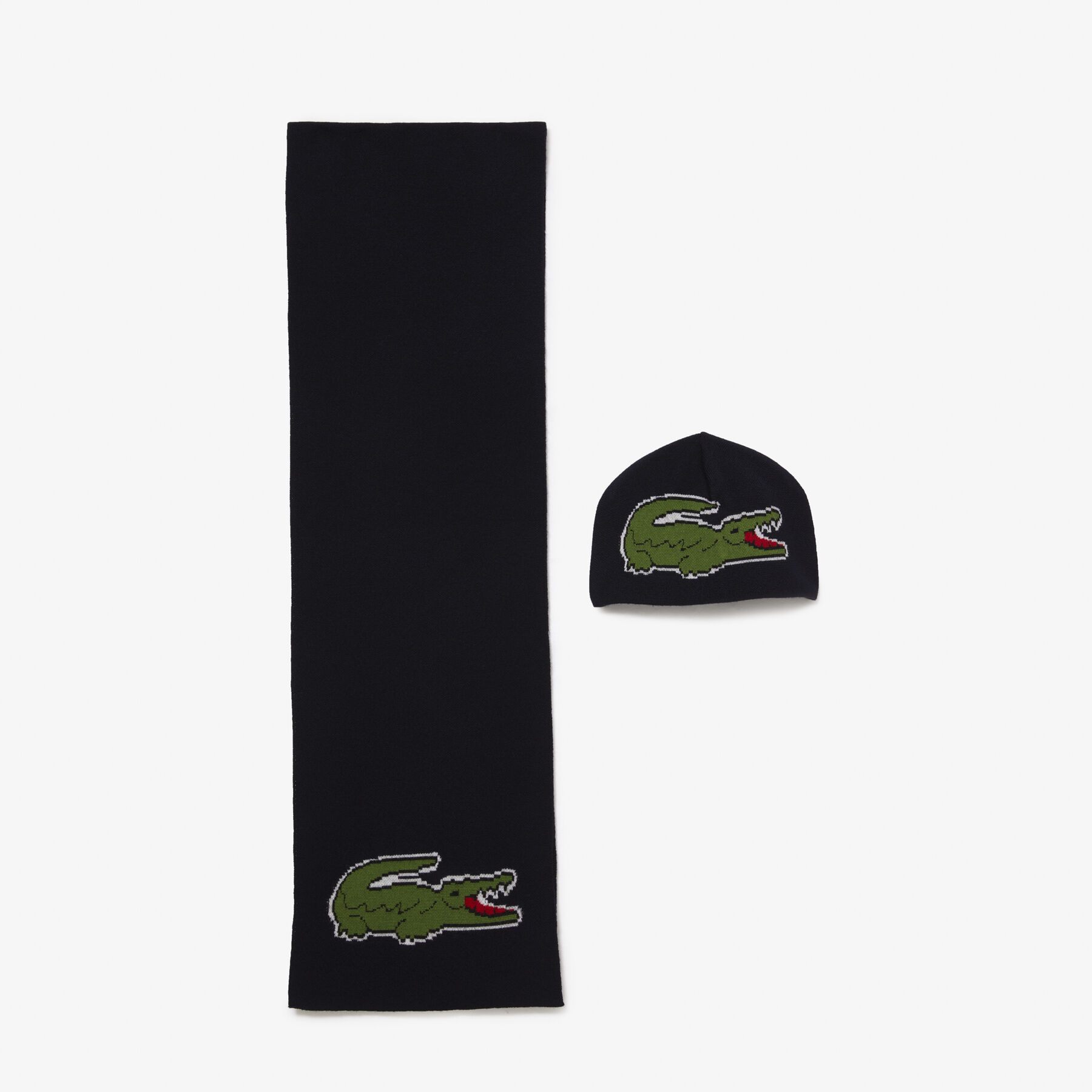 Large Croc Hat and Scarf Gift Set lacoste large croc hat and scarf gift set