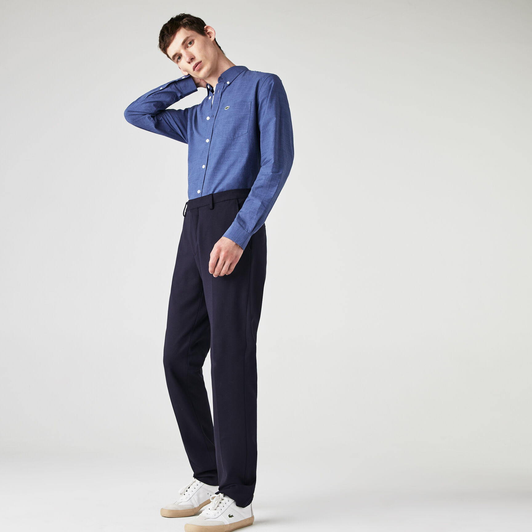 Men's Slim Fit Small Houndstooth Print Cotton Shirt Men's Slim Fit Small Houndstooth Print Cotton Shirt