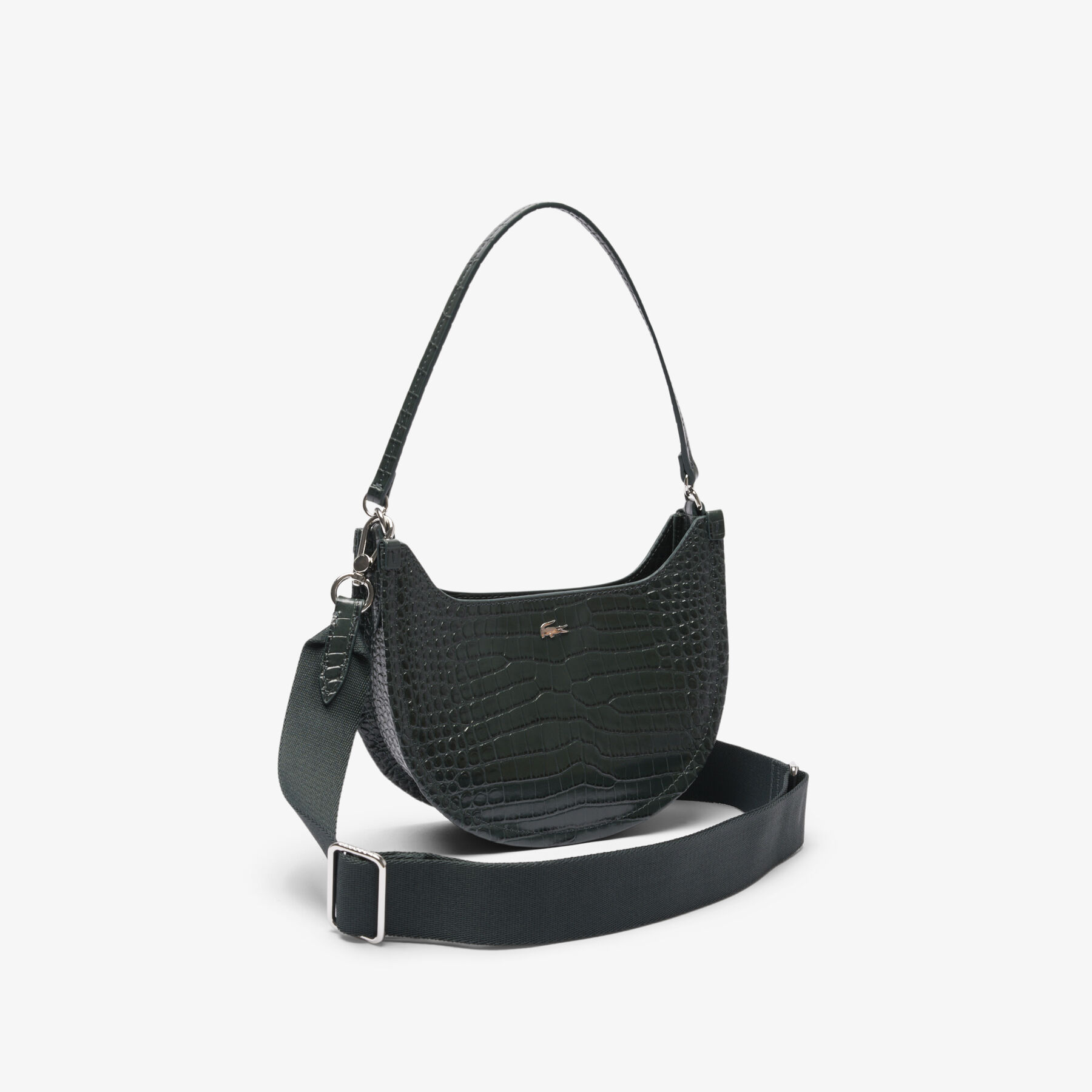 Small Chantaco Embossed Leather Half Moon Bag lacoste small chantaco embossed leather half moon bag