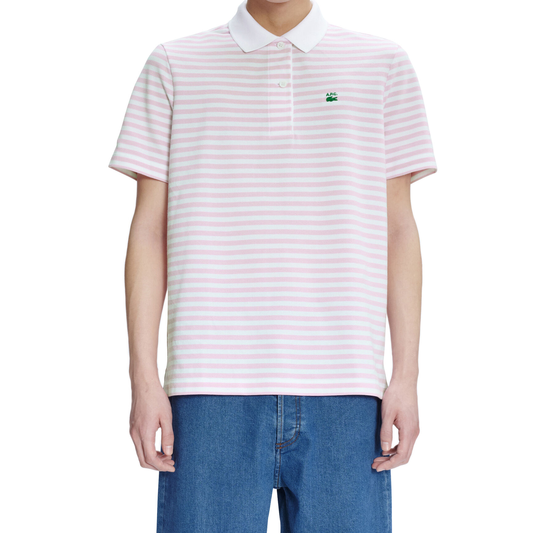 تيشيرت بولو مخطط بقصة فضفاضة للرجال مجموعة Lacoste x A.P.C. تيشيرت بولو مخطط بقصة فضفاضة للرجال مجموعة Lacoste x A.P.C.