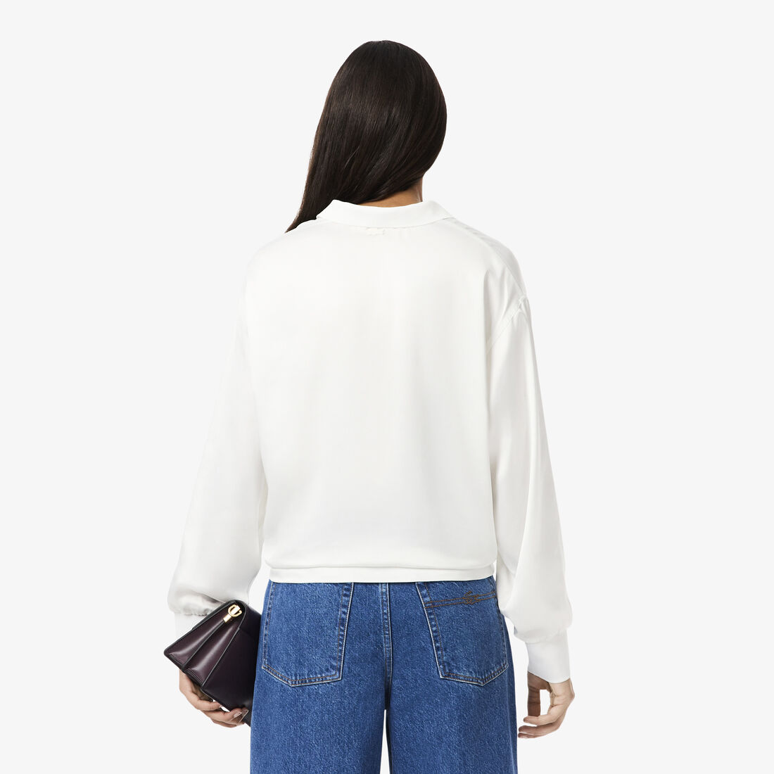 Long Sleeved Oversized Satin Polo Shirt Long Sleeved Oversized Satin Polo Shirt - CF5442-00-70V