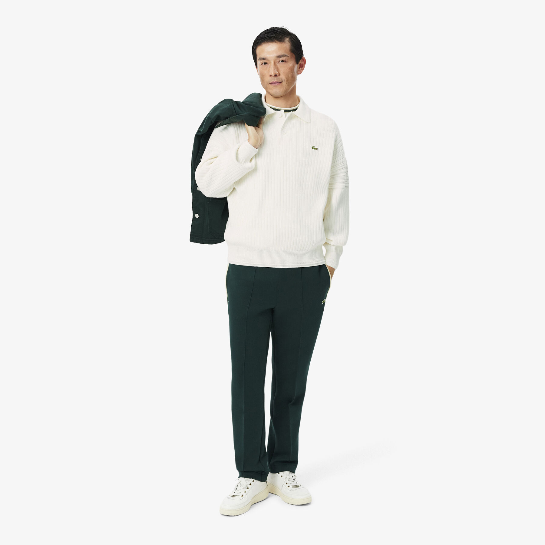 French Made Cotton Polo Collar Sweater lacoste french made cotton polo collar sweater