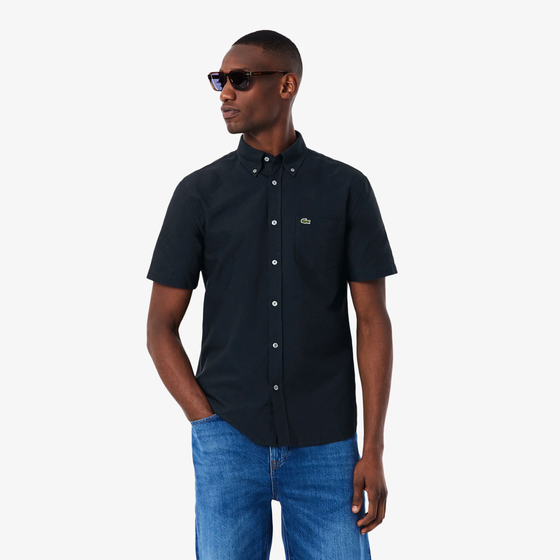 قميص أكسفورد بأكمام قصيرة وقصة عادية Regular Fit Short Sleeved Oxford Shirt - CH1917-00-F2W